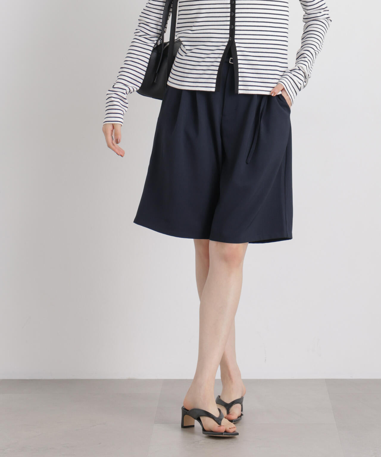 メランジストレッチベルト付ハーフパンツ(セットアップ可) 6736128300