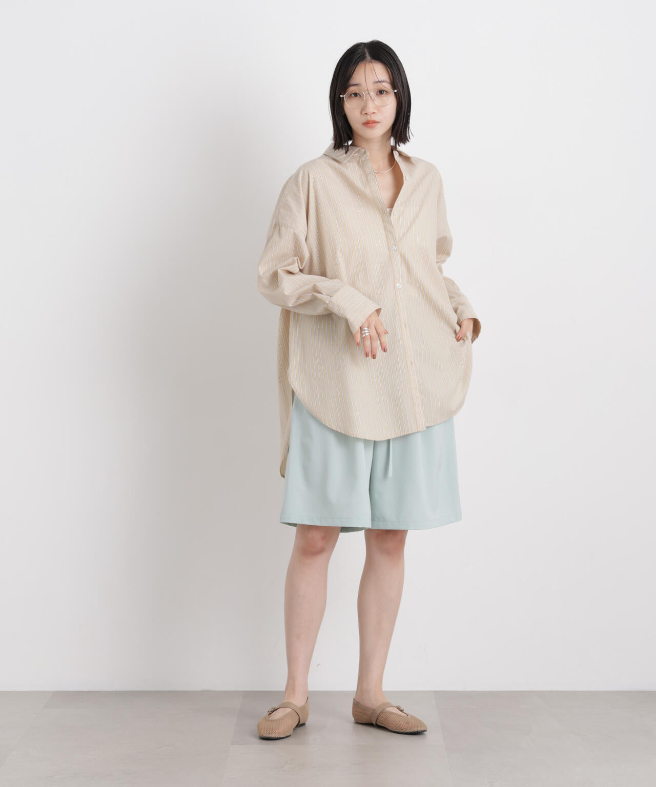 メランジストレッチベルト付ハーフパンツ(セットアップ可) 6736128300