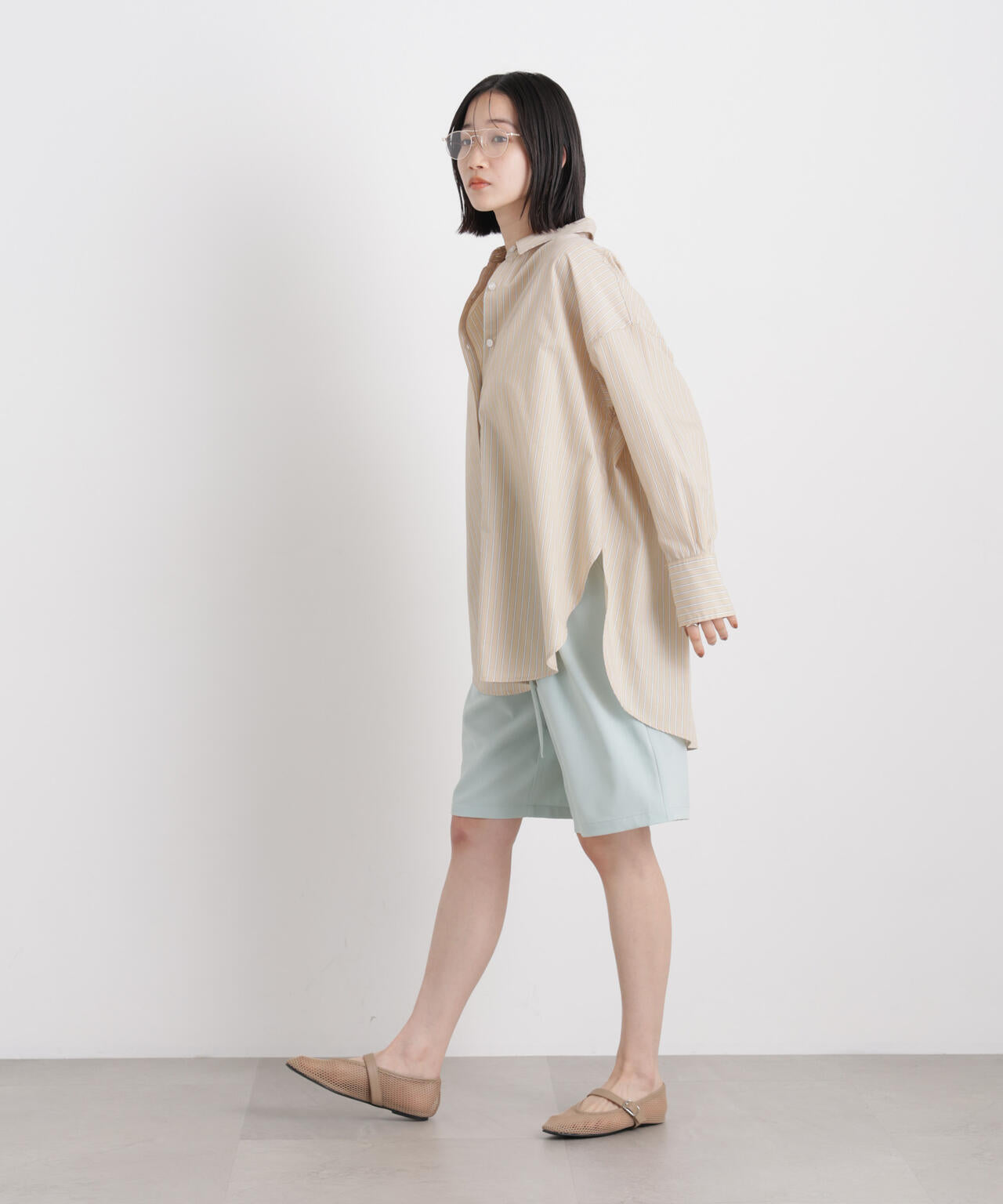 メランジストレッチベルト付ハーフパンツ(セットアップ可) 6736128300