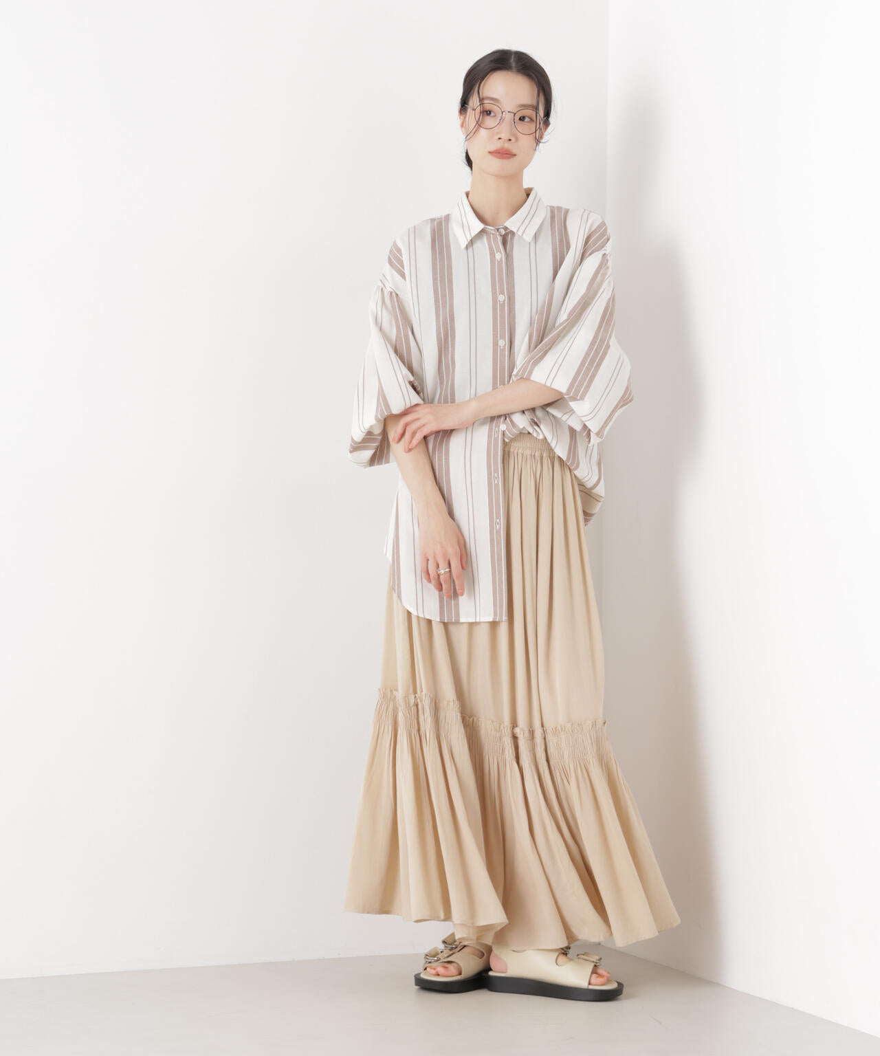 made in INDIA 切り替えギャザースカート(セットアップ可) 6736130300