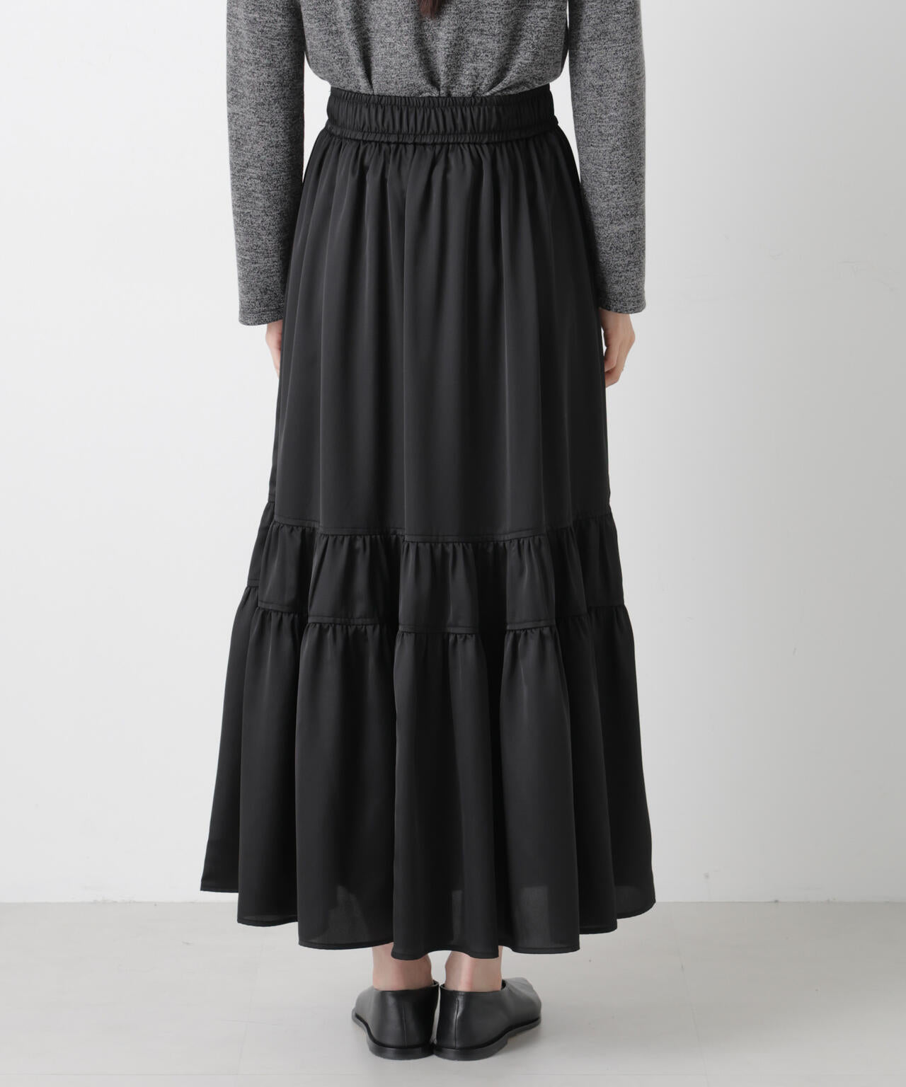 ティアード切り替えサテンギャザースカート 6736130302