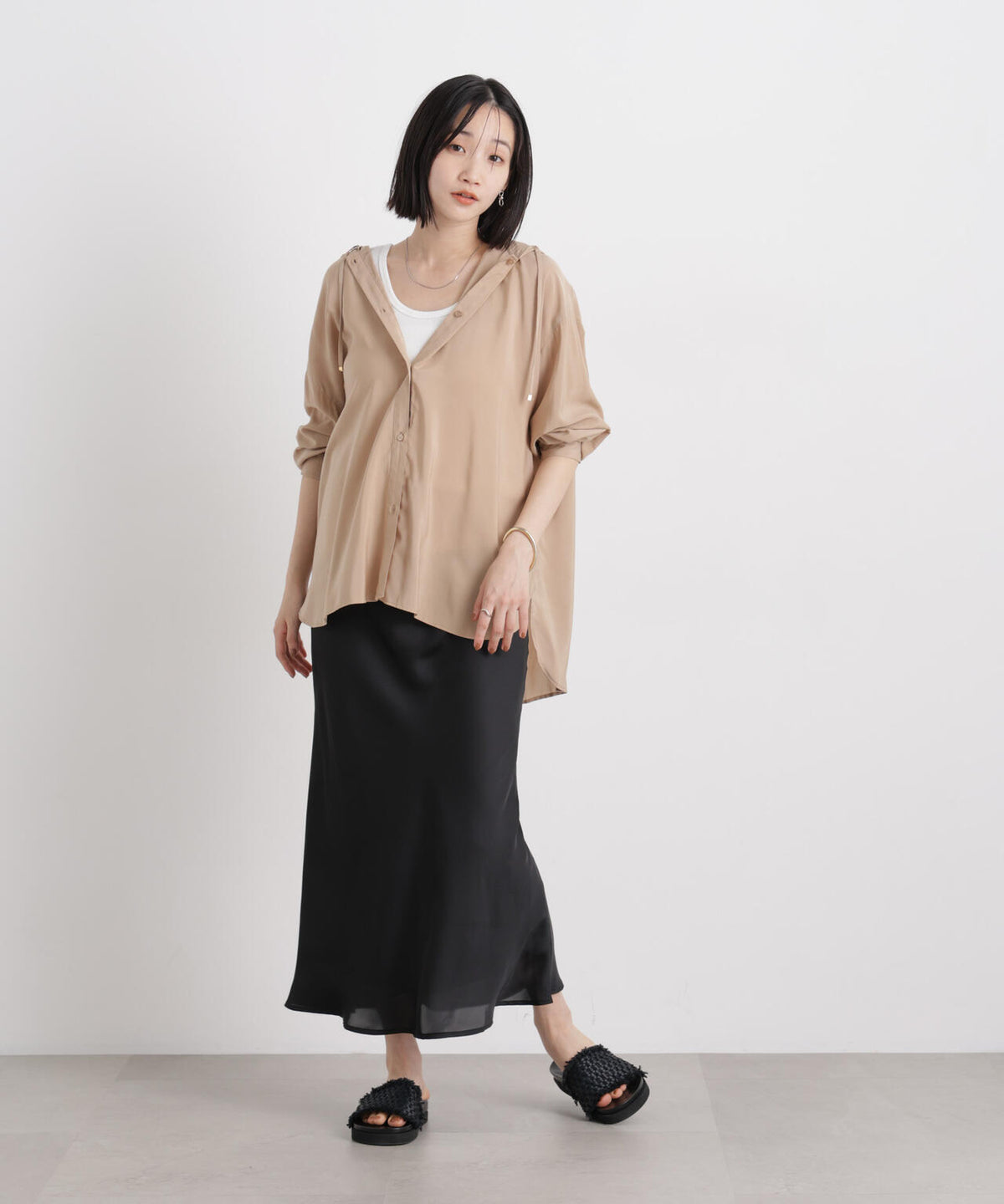 シアーサテンマキシスカート 6736130308