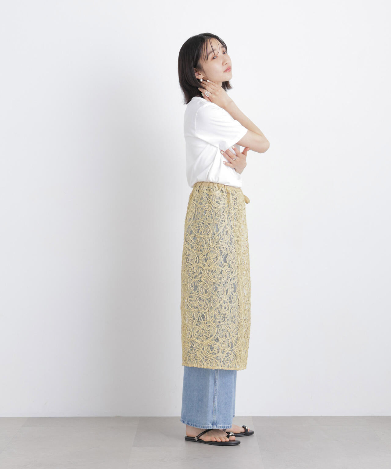 刺繍レースラップスカート 6736130311