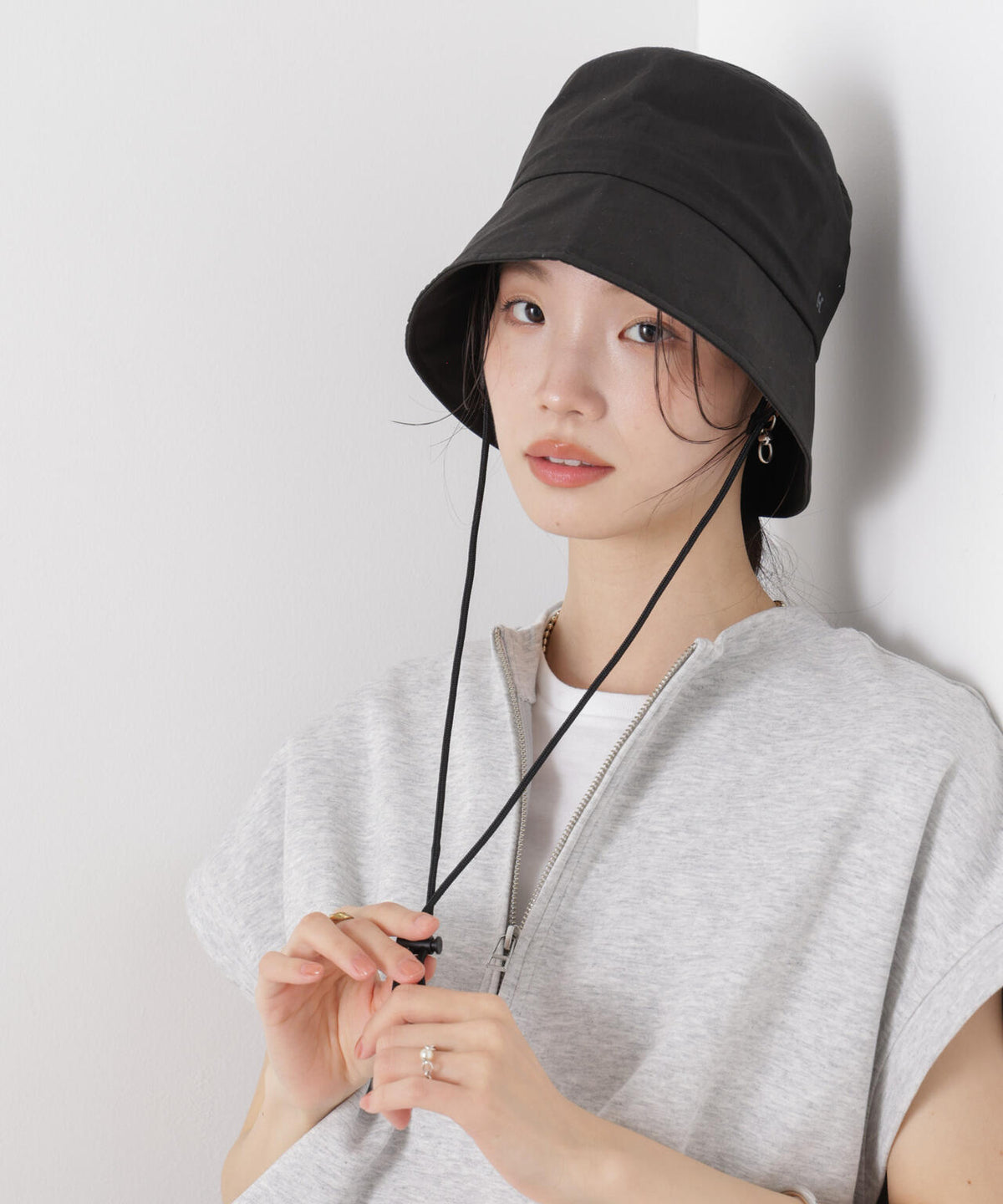 Healthknit/別注ドローコード付ワンポイント刺繍HAT 6736139301