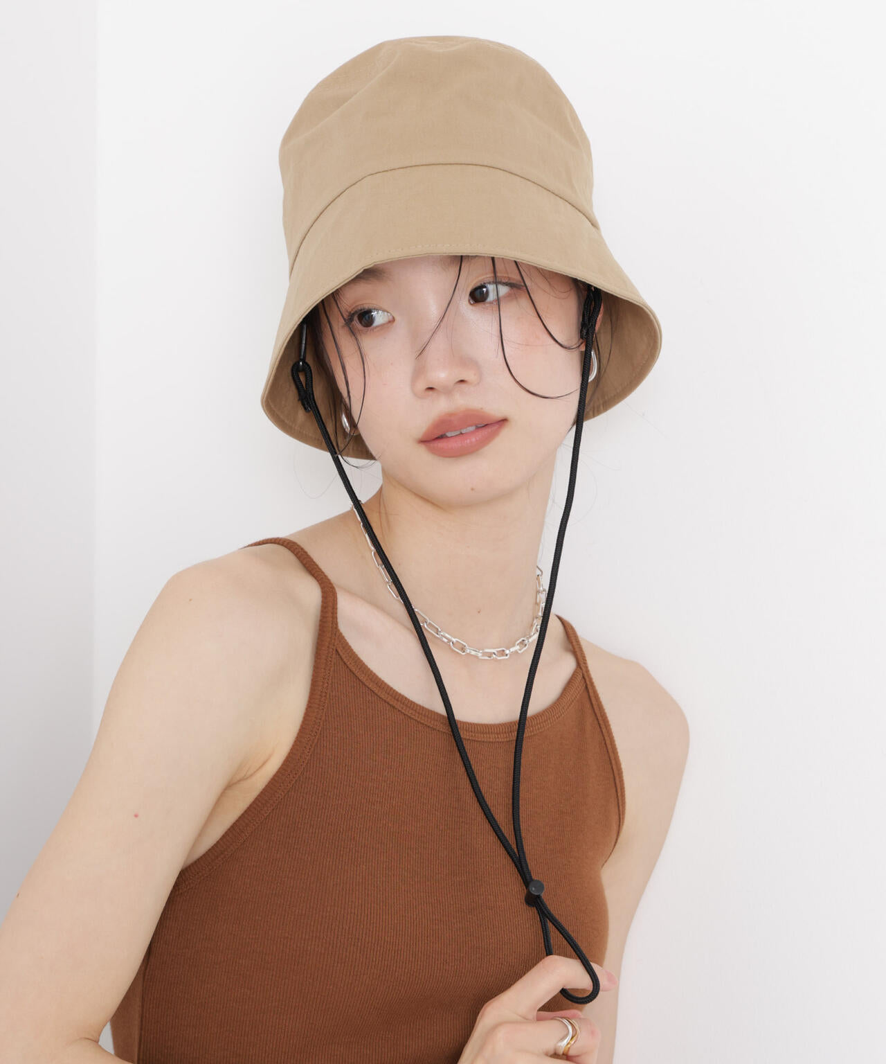 Healthknit/別注ドローコード付ワンポイント刺繍HAT 6736139301