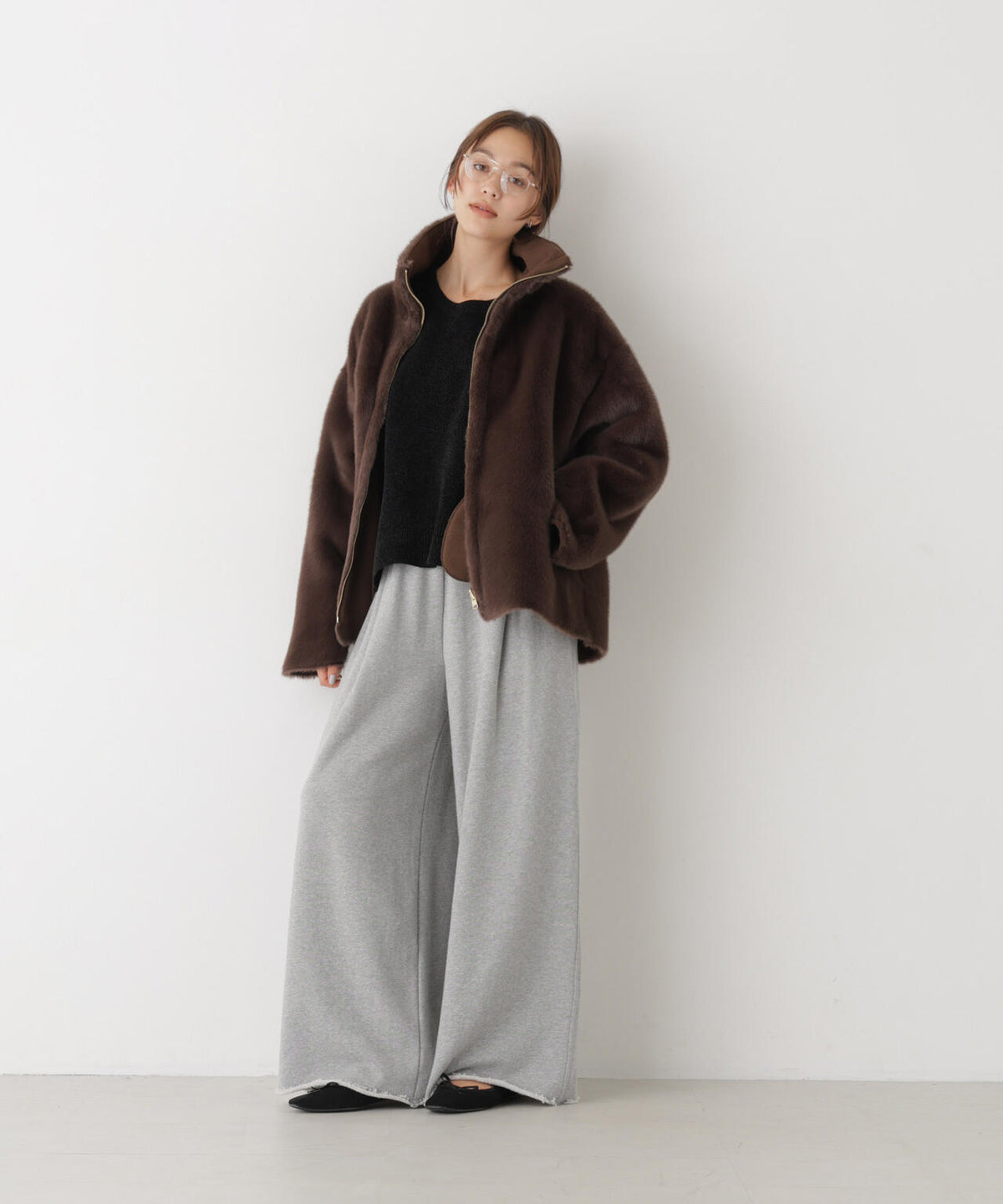 フェイクファースタンドカラーリバーシブルコート 6736211304