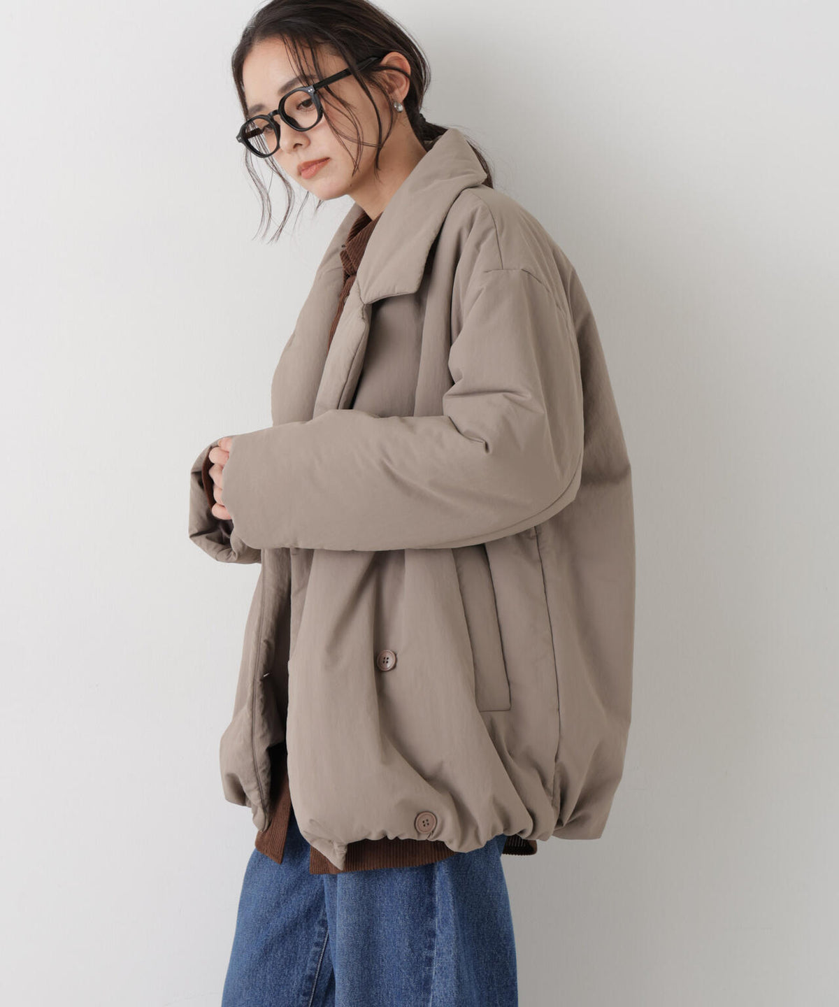 撥水加工ナイロンワッシャー中綿裾ドロストWミドルコート 6736211308
