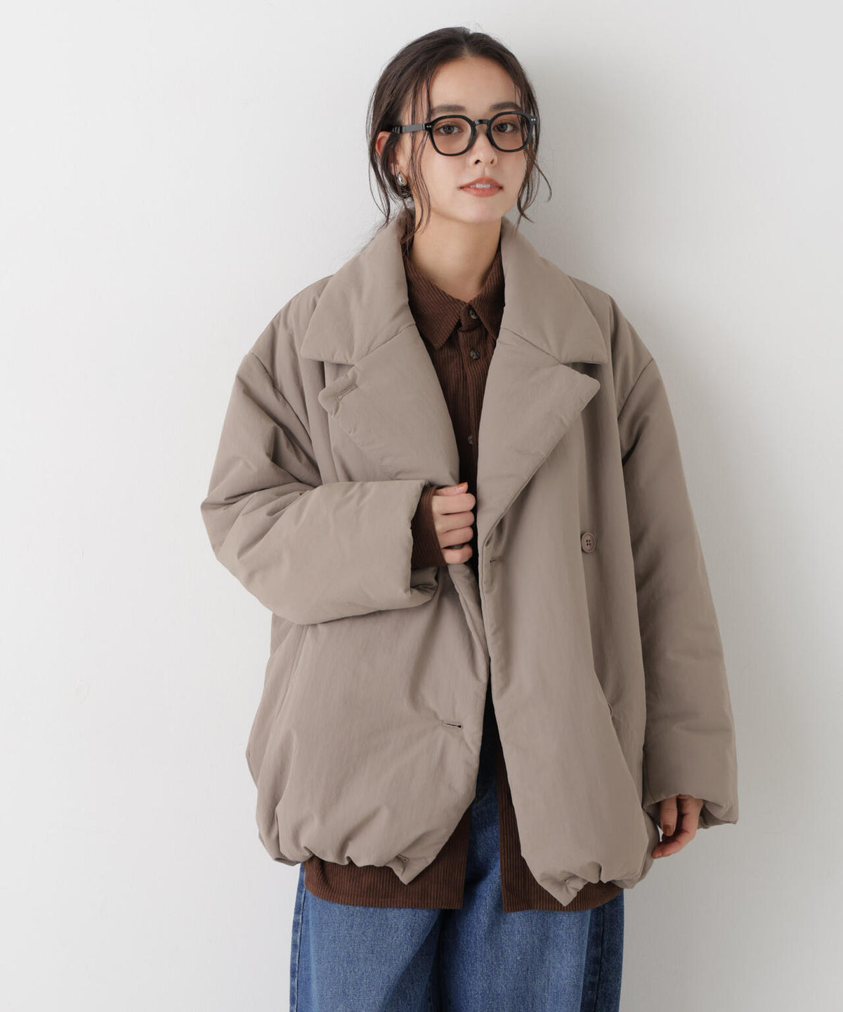 撥水加工ナイロンワッシャー中綿裾ドロストWミドルコート 6736211308