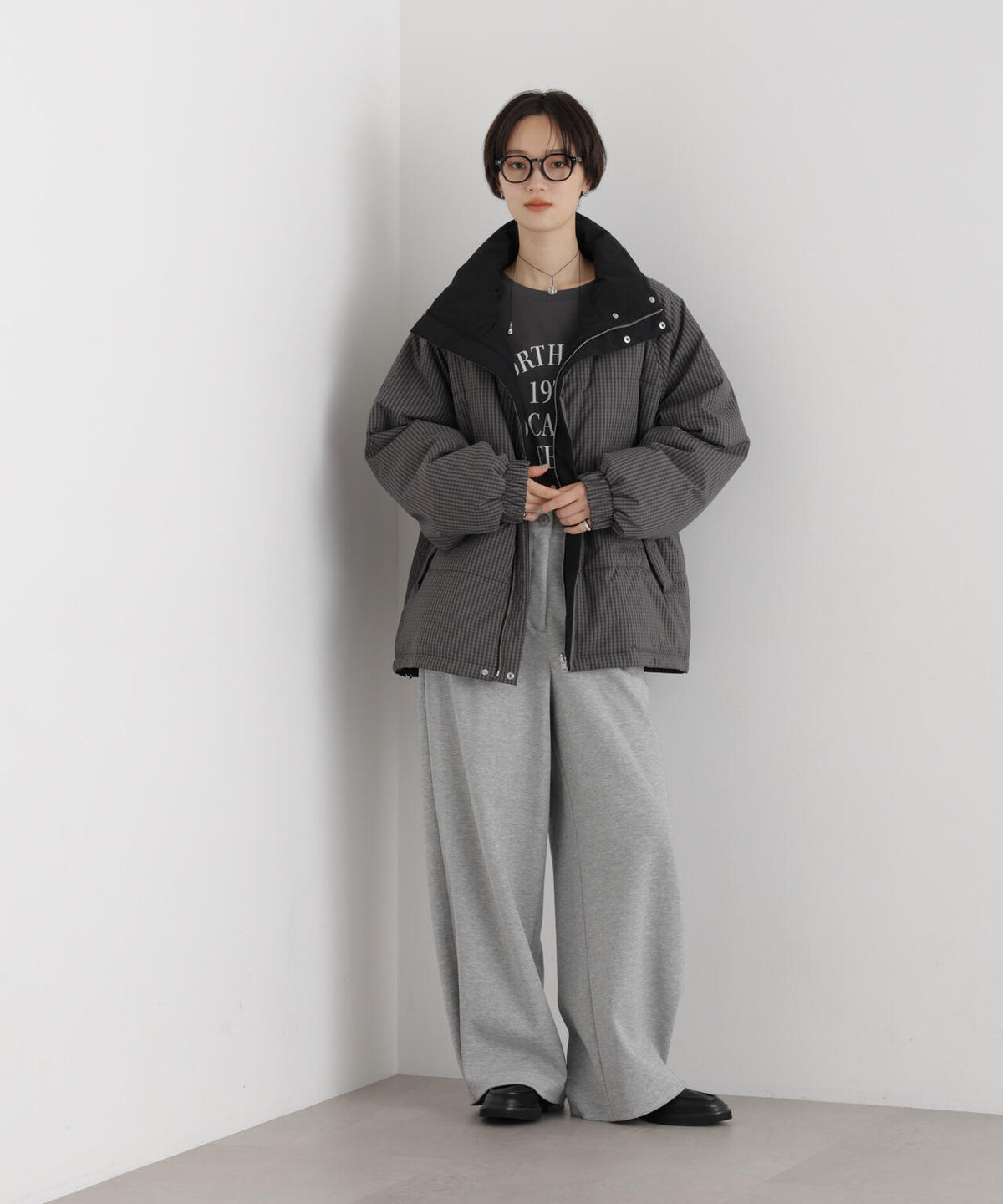 撥水加工 リバーシブルチェック中綿ブルゾン 6736212300