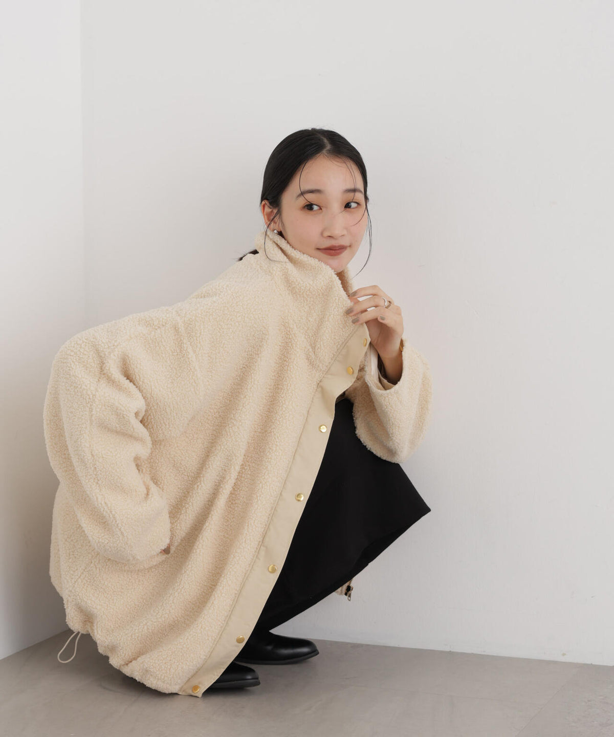 WEB限定/スタンドカラージップボアブルゾン 6736212305