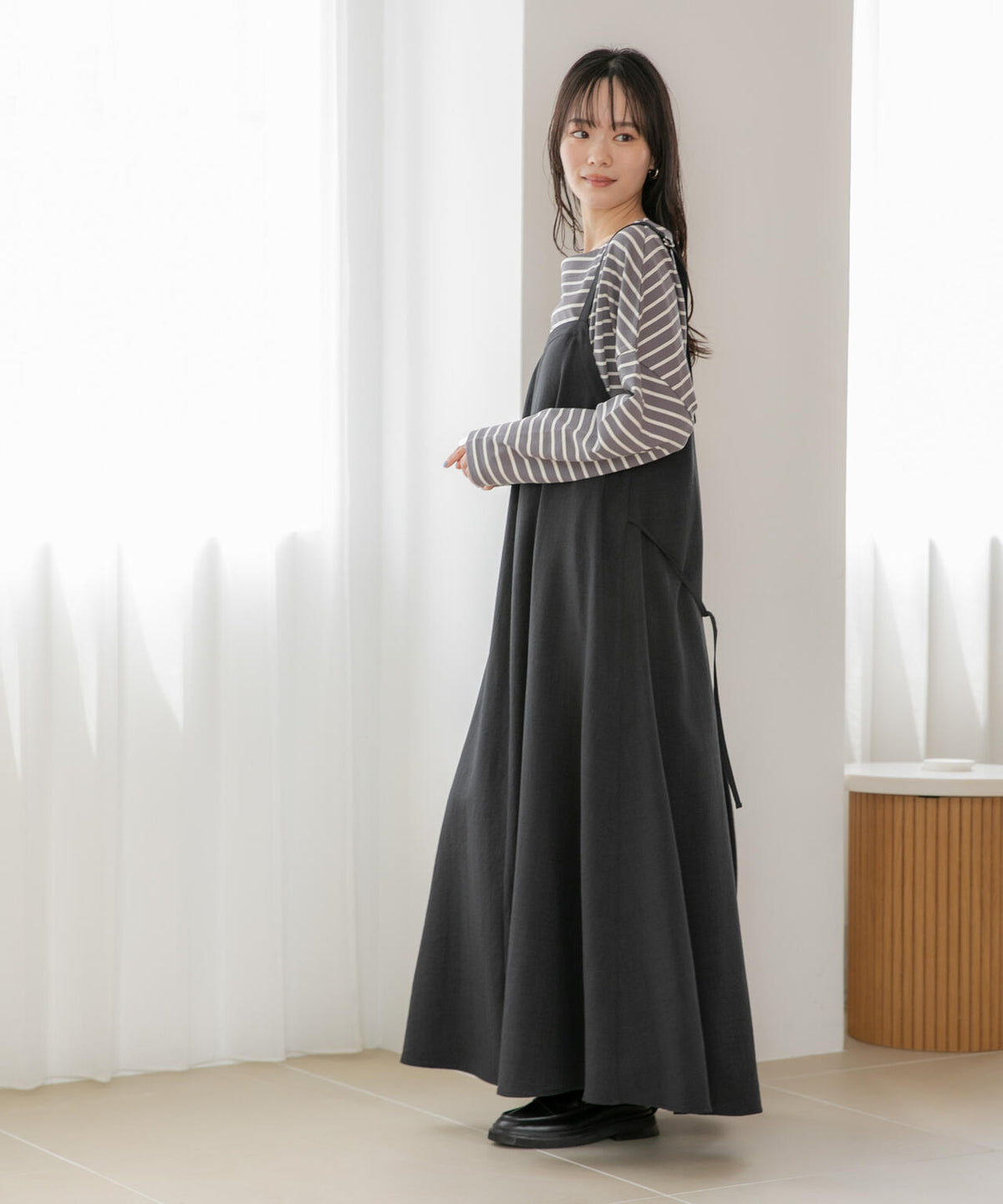 WEB限定/多機能素材 前後2wayショルダーストラップワンピース 6736219302