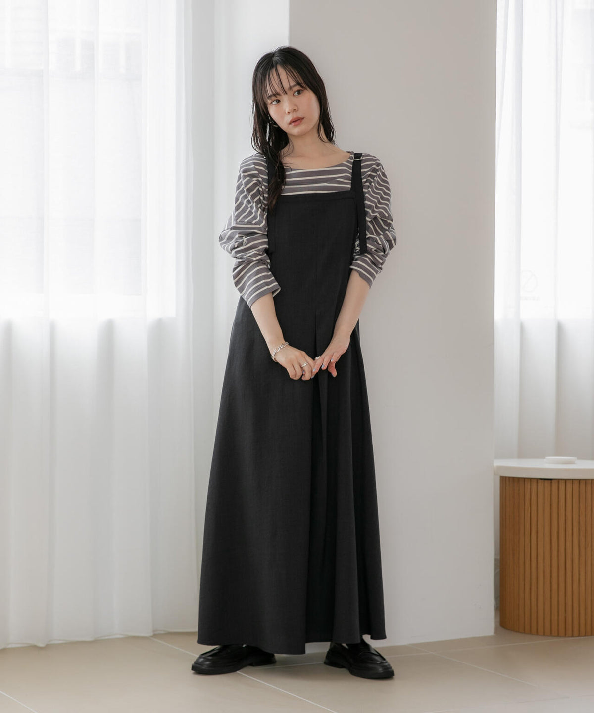 WEB限定/多機能素材 前後2wayショルダーストラップワンピース 6736219302