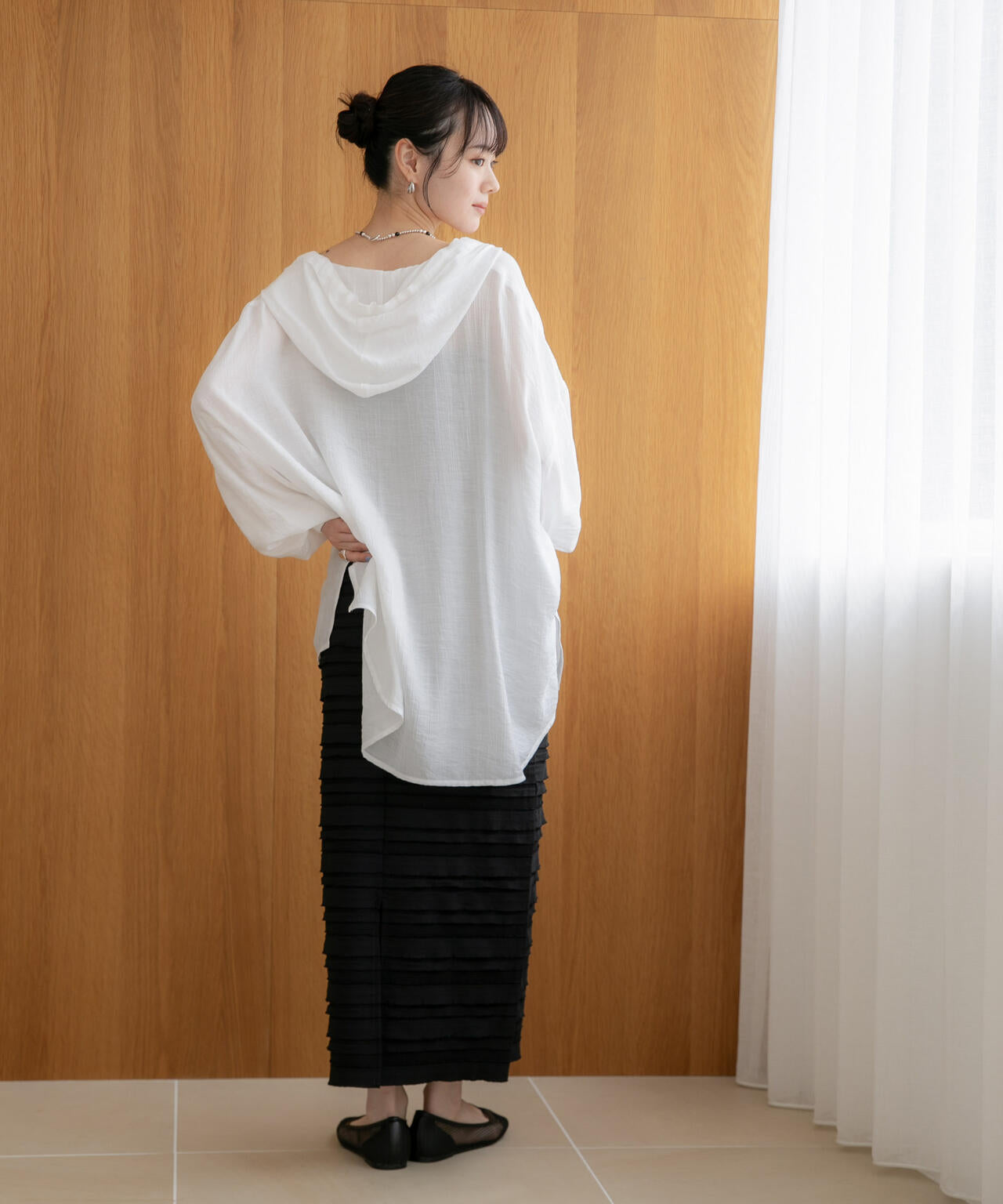 WEB限定/接触冷感機能 レーヨンナイロンワッシャーフードシャツ 6736220300