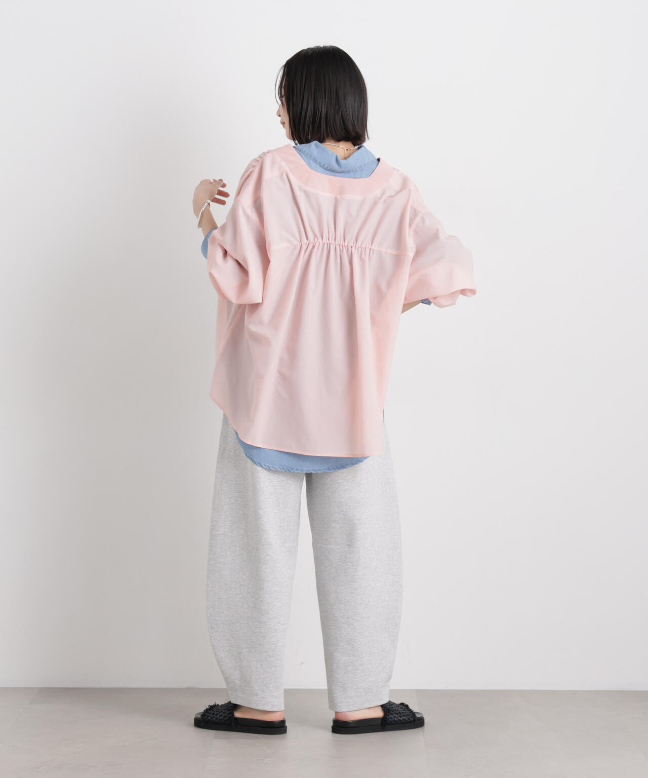 バックギャザーシアーシャツカーディガン 6736220301
