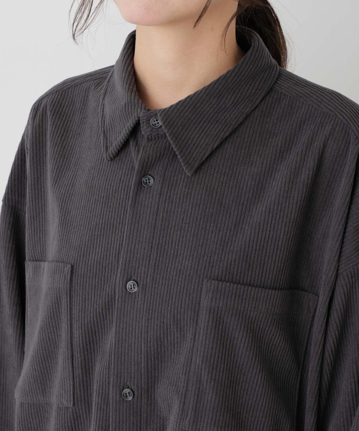 ソフトコーデュロイワイドシルエットシャツ(セットアップ可) 6736220314