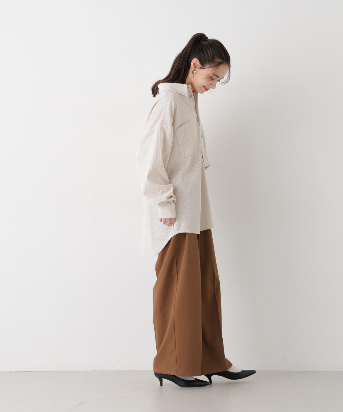 ソフトコーデュロイワイドシルエットシャツ(セットアップ可) 6736220314