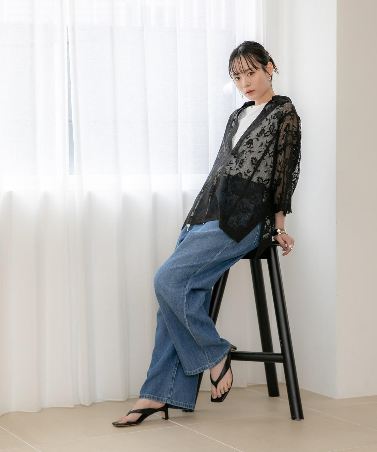WEB限定/フラワーレーススキッパープルオーバーシャツ 6736221311