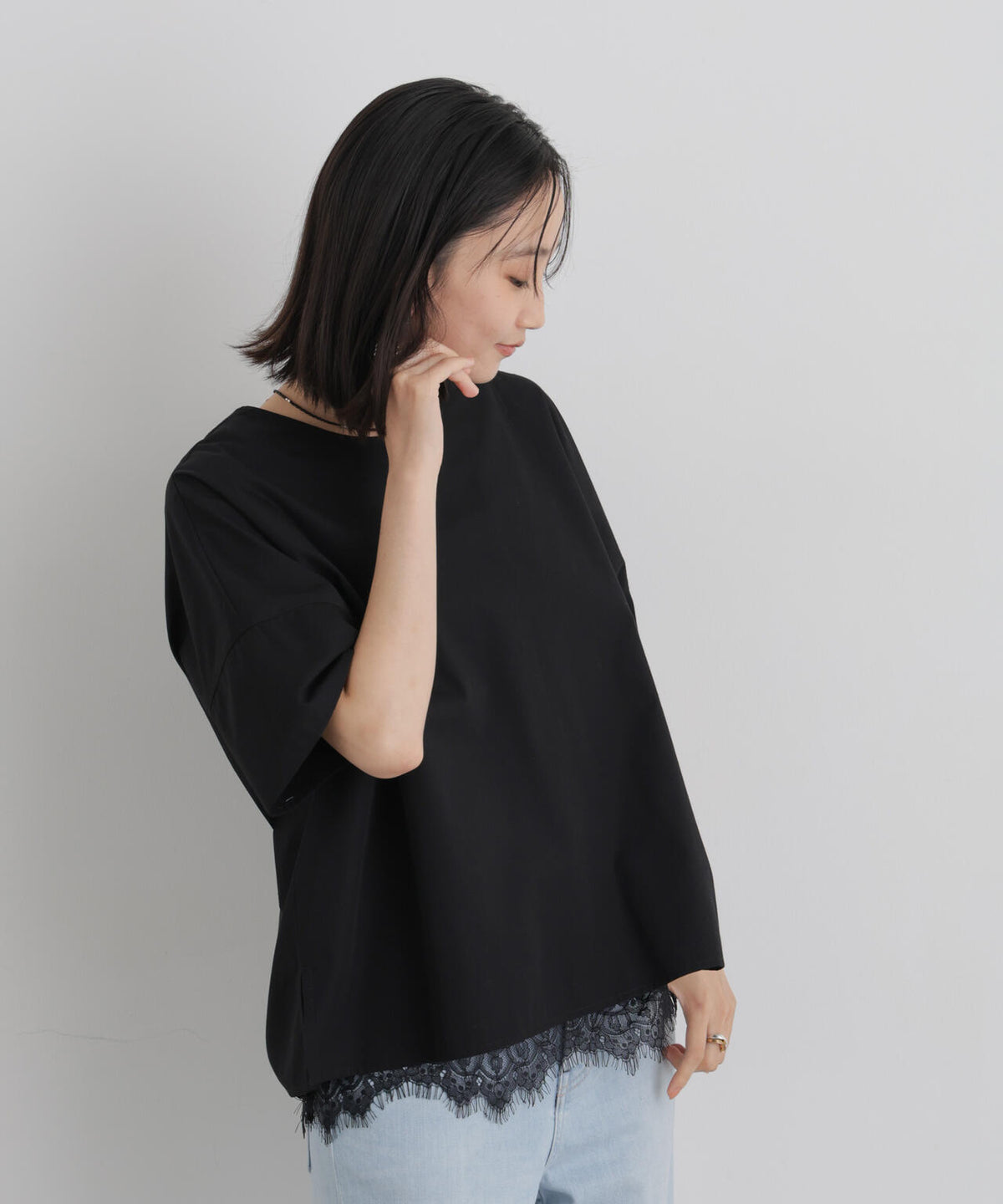 前後2wayバックボタンワイドドロップブラウス 6736221316