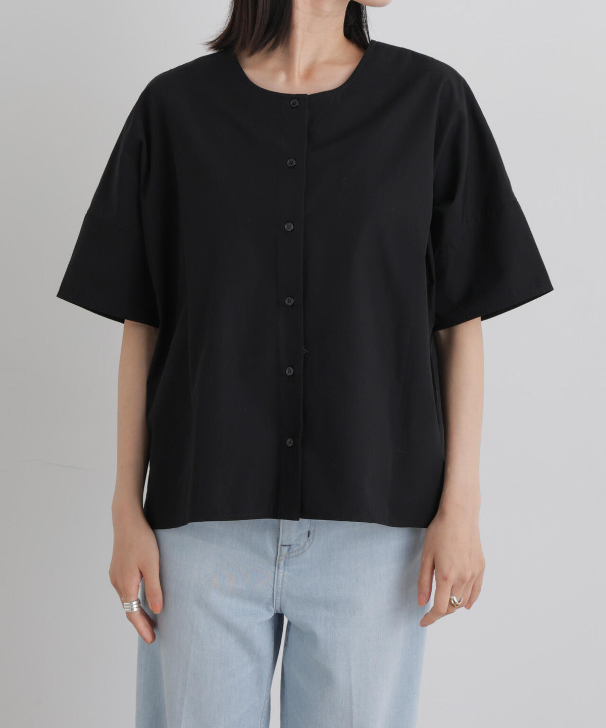 前後2wayバックボタンワイドドロップブラウス 6736221316