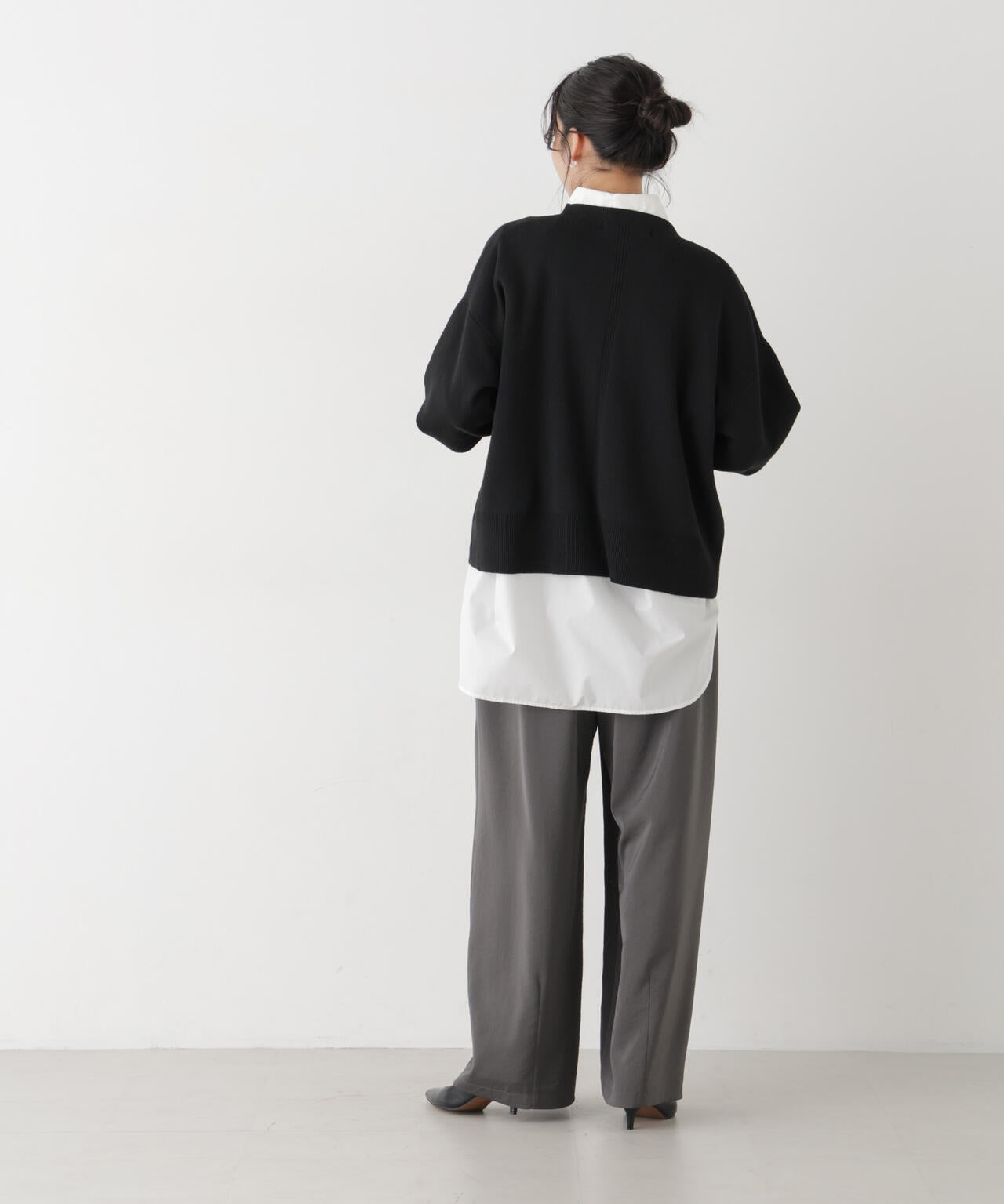 毛玉ができにくいニット クルーネックワイドトップス(セットアップ可) 6736222318