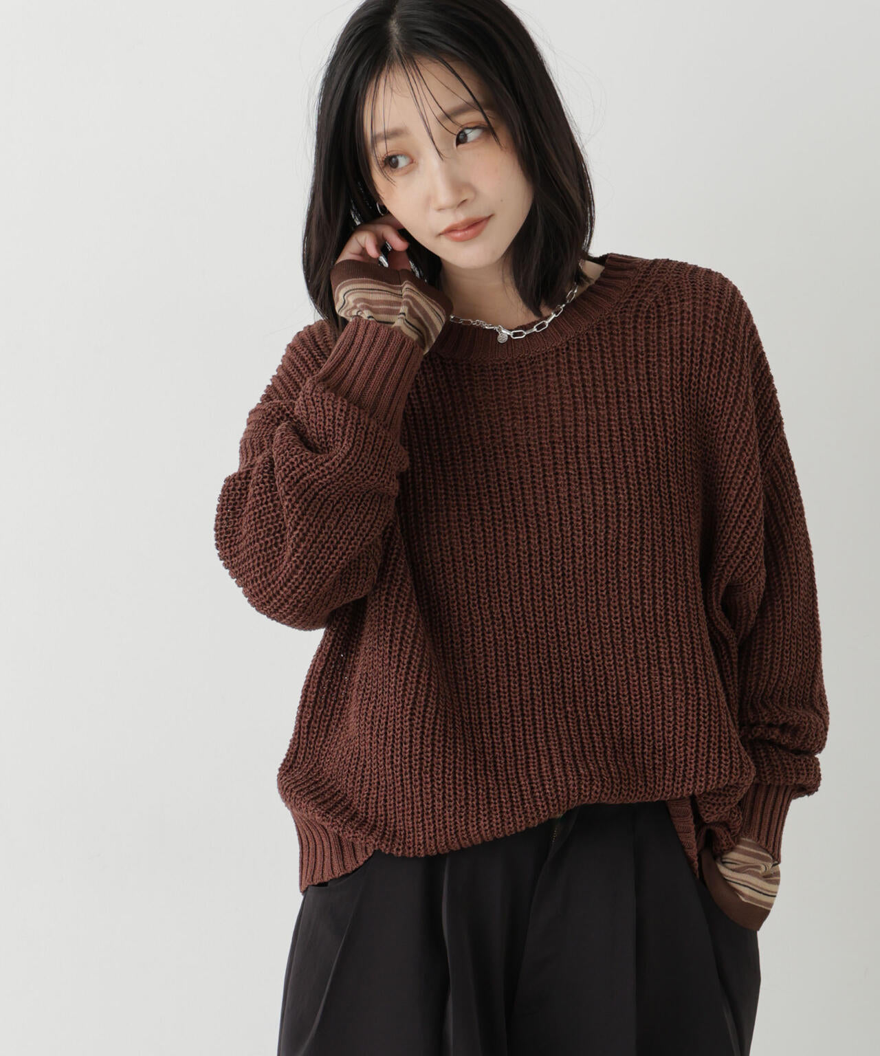 ロービングクルーネックルーズニット 6736222335