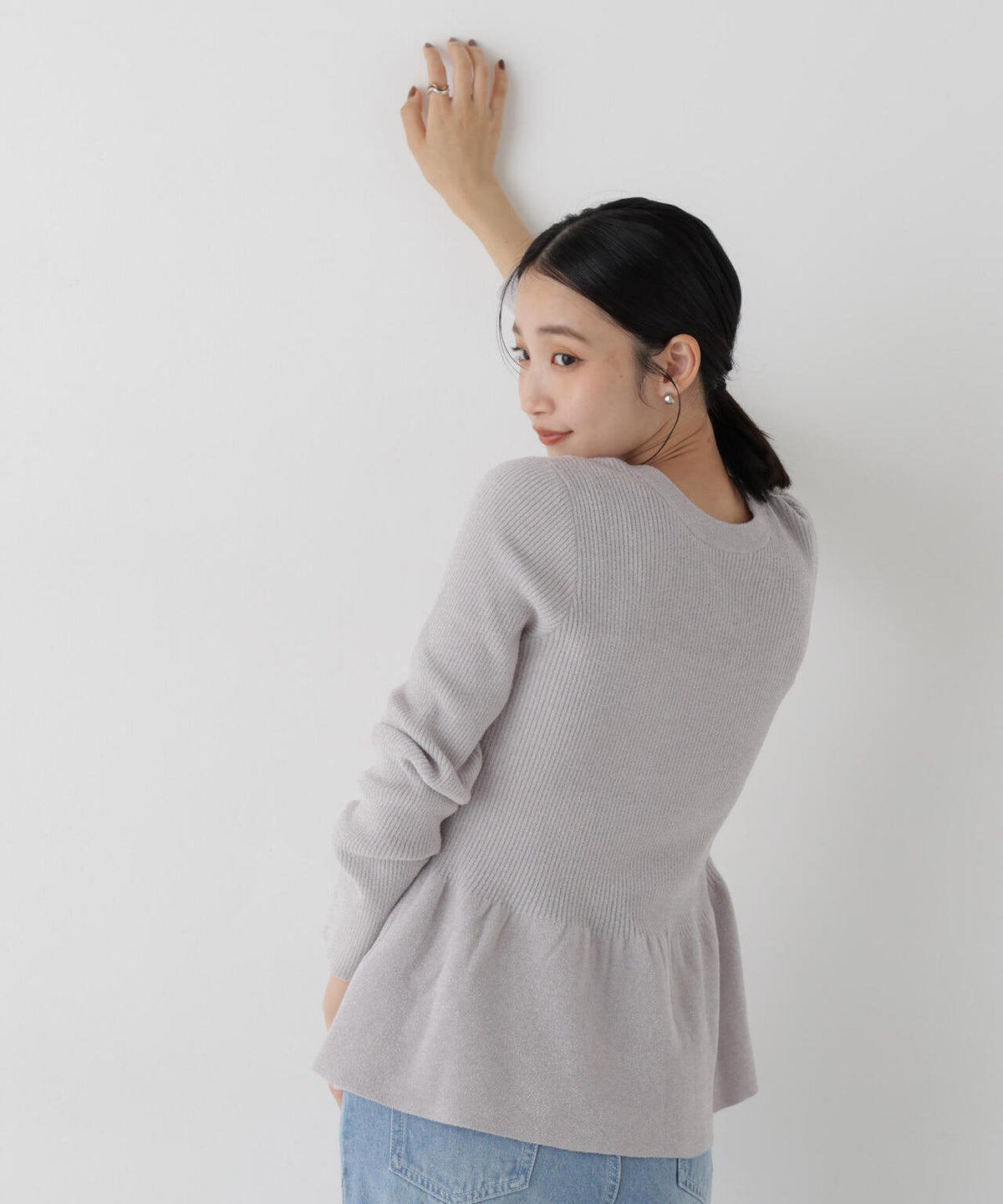 前後2wayペプラムシルエットベロアモールニット 6736222344