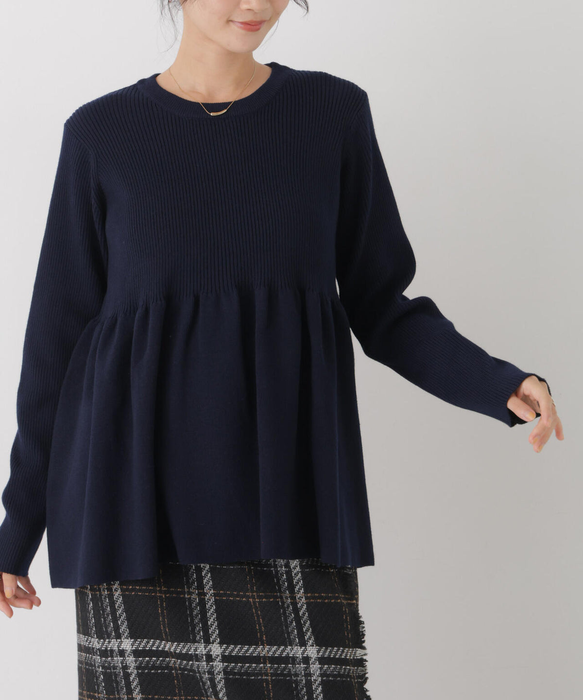 ペプラムニットトップス 6736222353