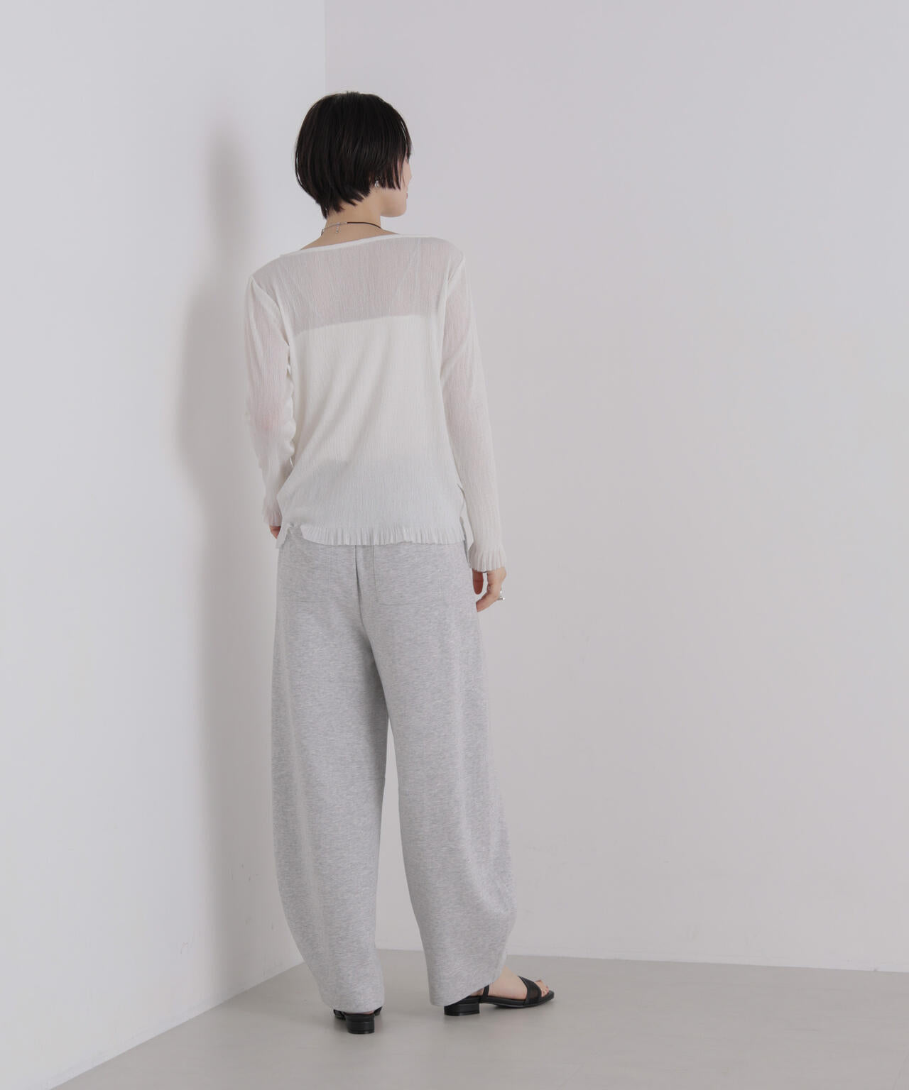 シアープリーツカットロングスリーブトップス 6736223306