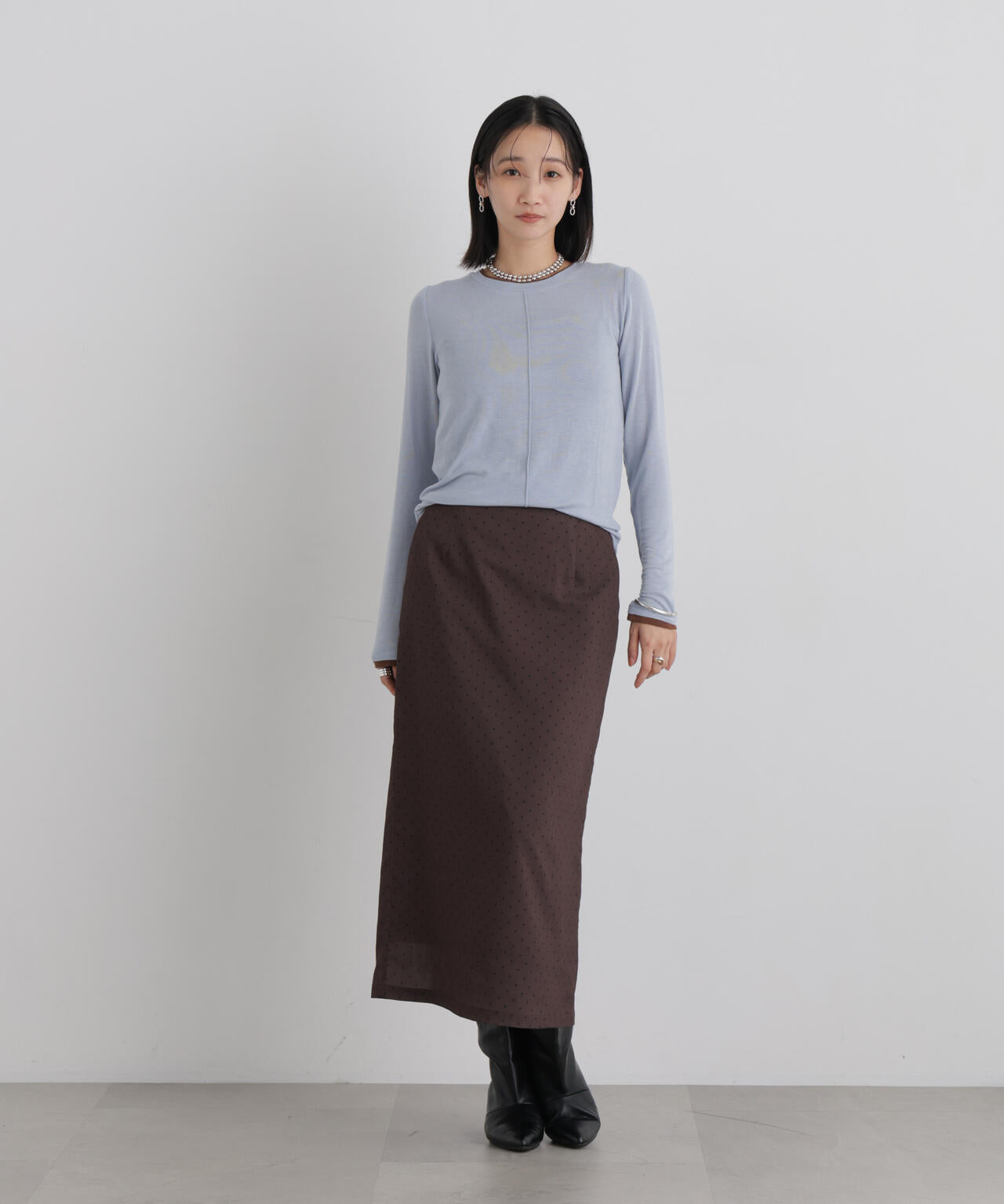 レイヤードライク配色ソフトタッチカットロングスリーブトップス 6736223307