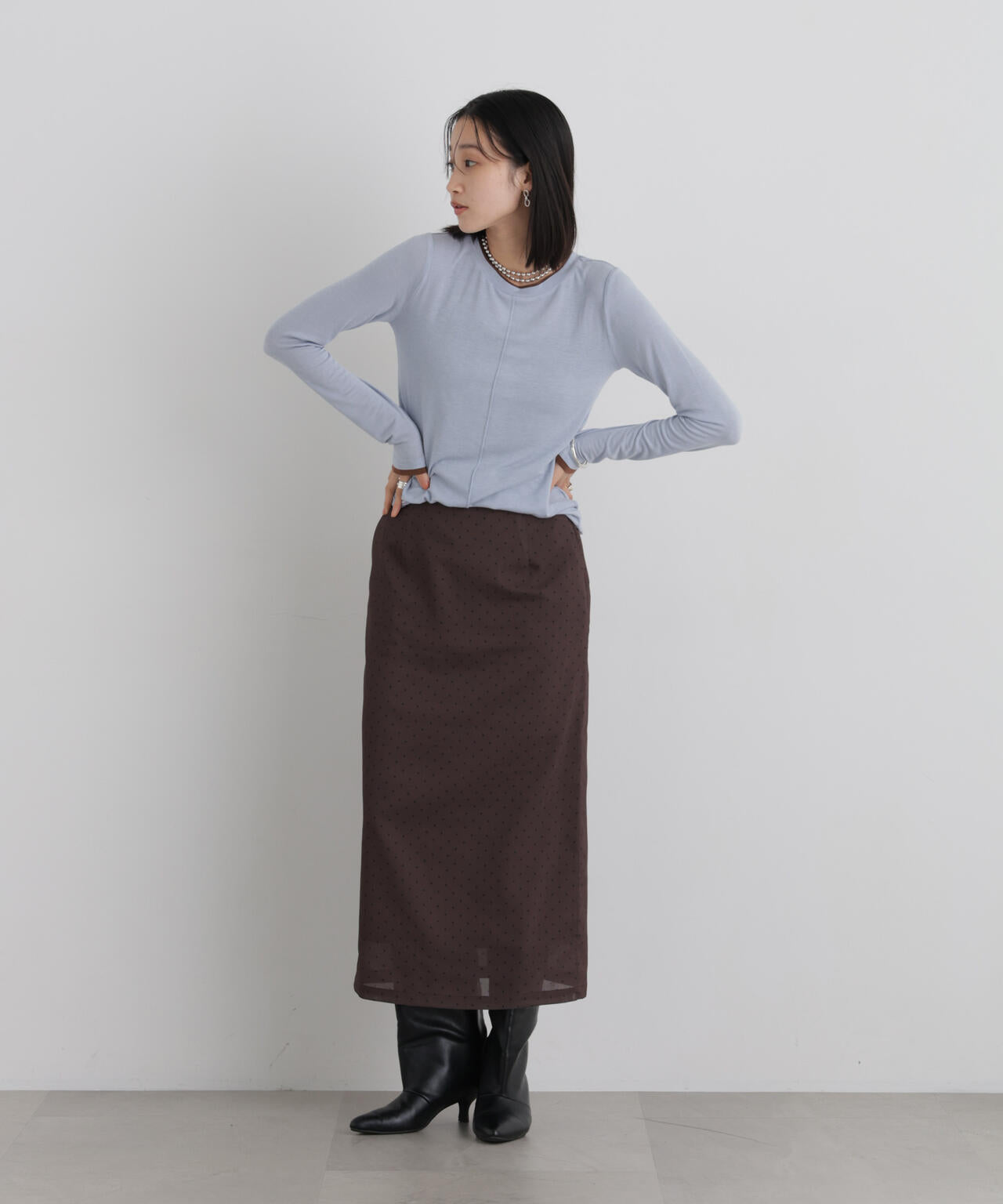 レイヤードライク配色ソフトタッチカットロングスリーブトップス 6736223307