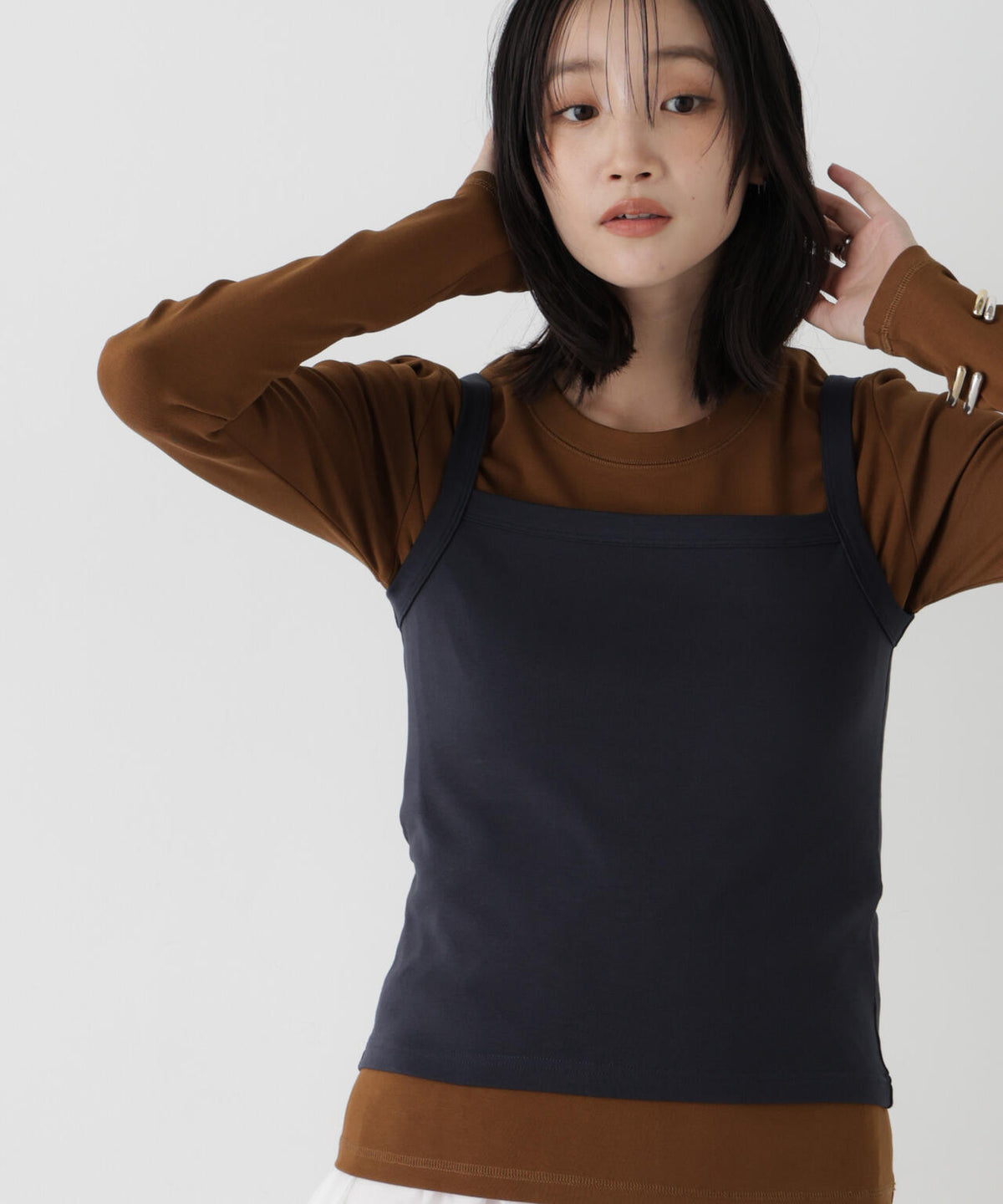 WEB限定/ロンT×キャミ カットレイヤードアンサンブルセット 6736223309
