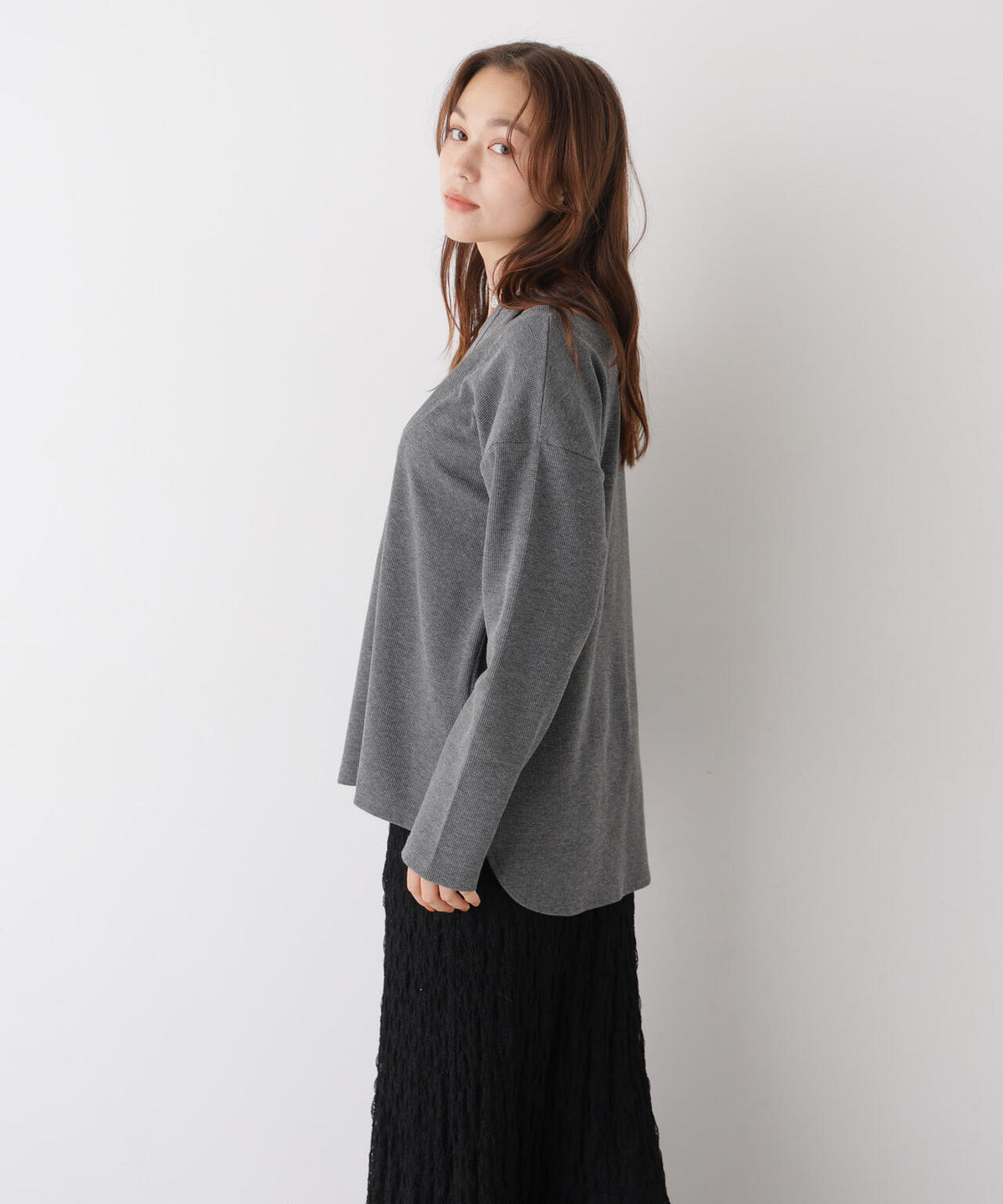 フェイクレイヤードワッフルカットトップス 6736223312