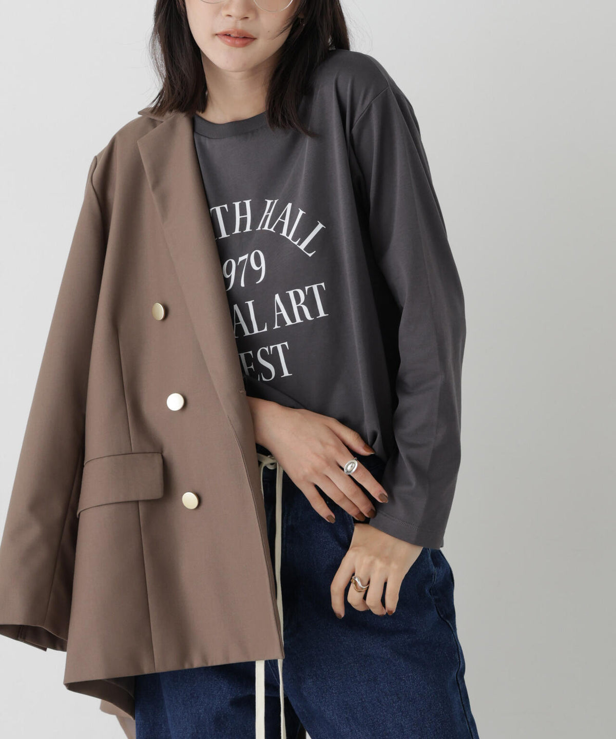 UVカット機能付ロゴプリントロングTシャツ 6736223314