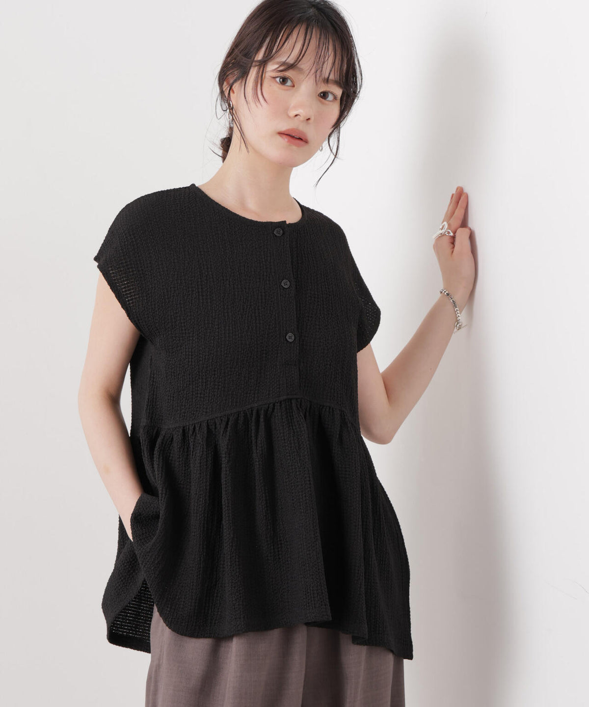 フクレジャガードカットギャザーブラウス 6736224301