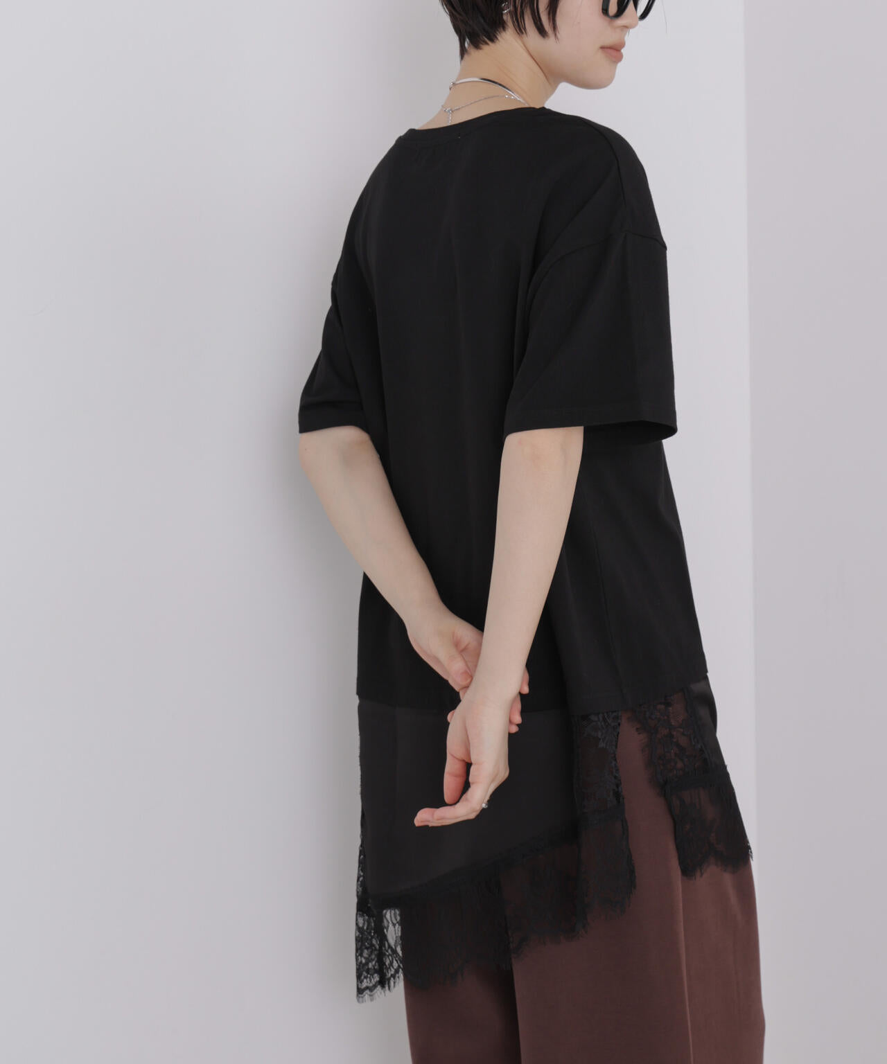 アシメレースヘムドッキングカットトップス 6736224303