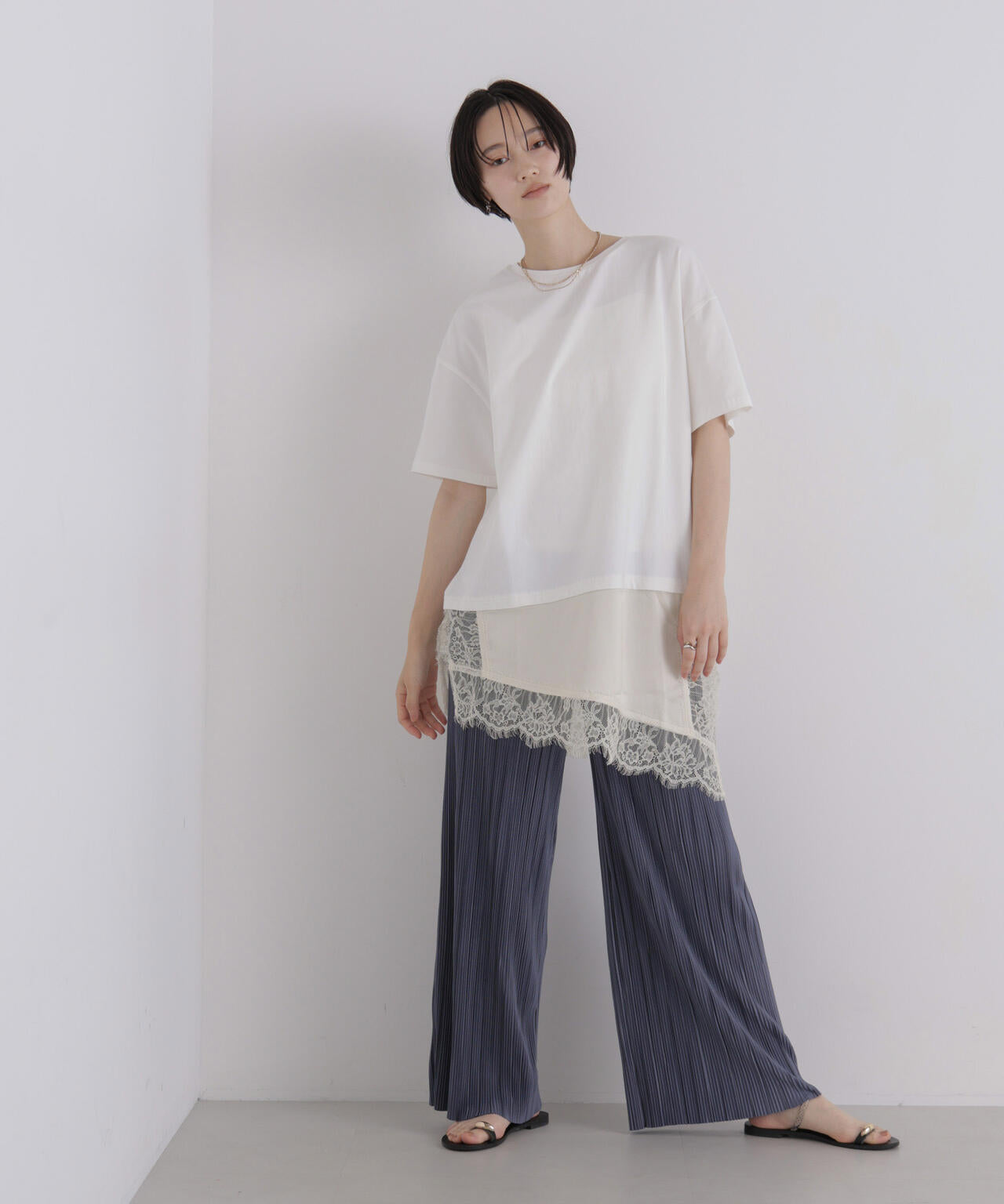アシメレースヘムドッキングカットトップス 6736224303
