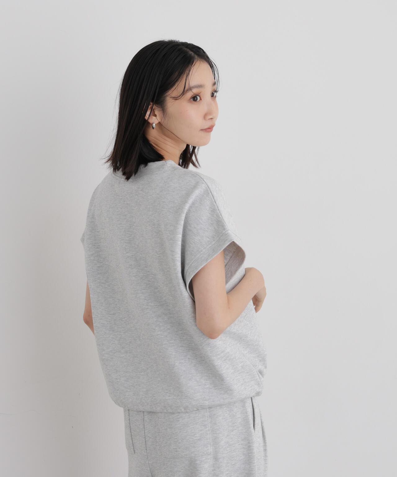 接触冷感ダンボールカットハーフジップトップス(セットアップ可) 6736224307