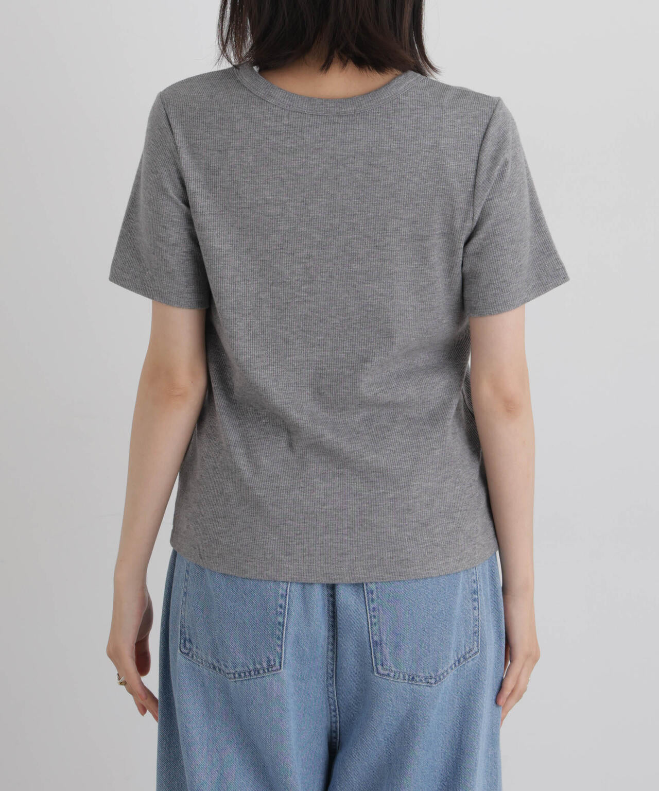 ラメリブカットクルーネックTシャツ 6736224308