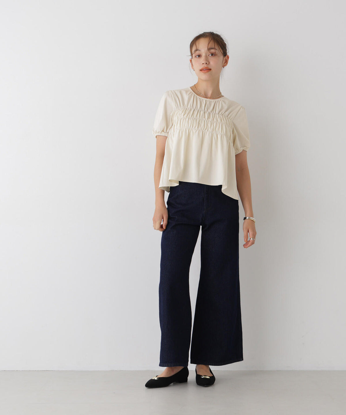 フロントシャーリングカットトップス 6736224311