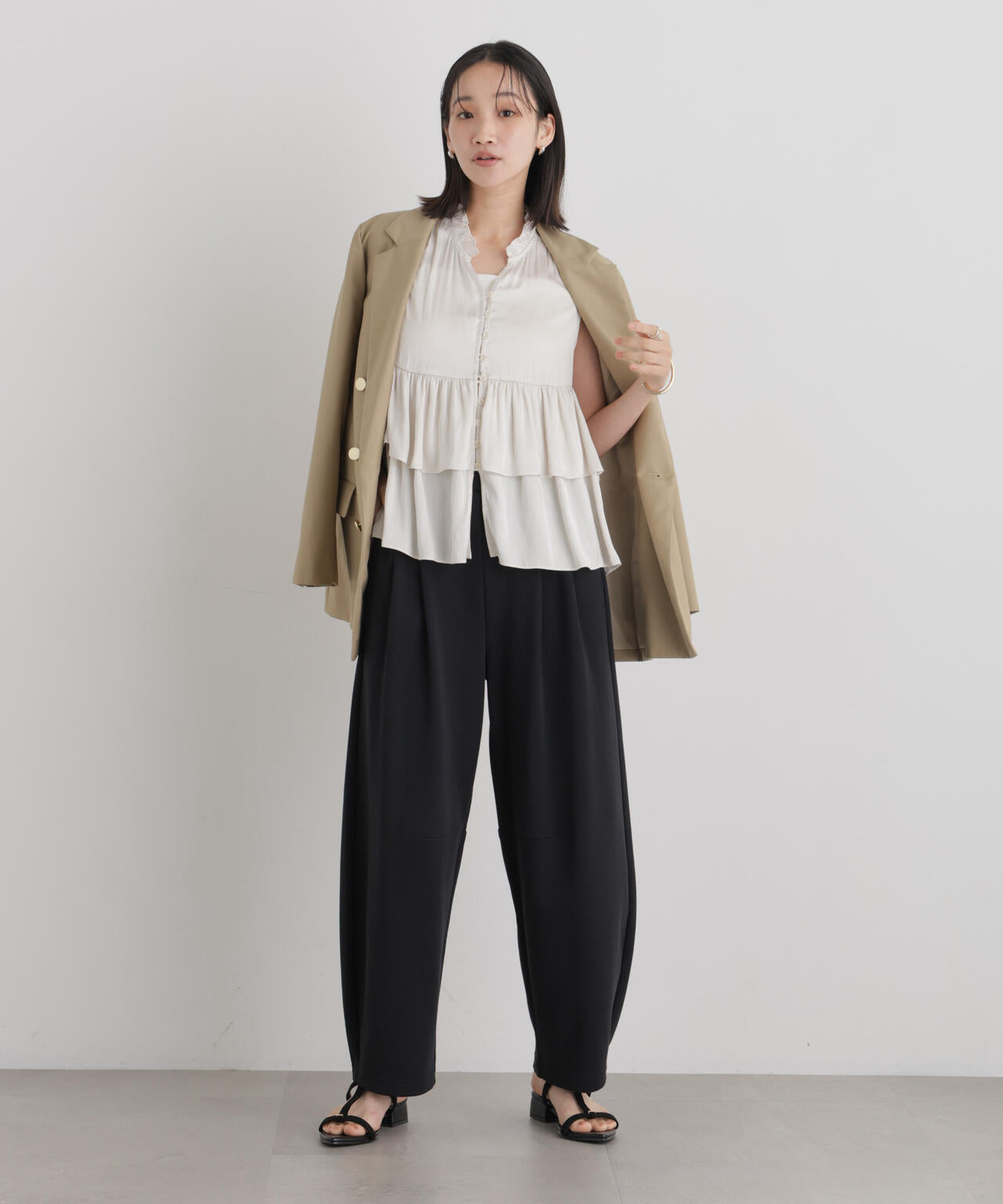 接触冷感ダンボールカットカーブシルエットパンツ(セットアップ可) 6736227306