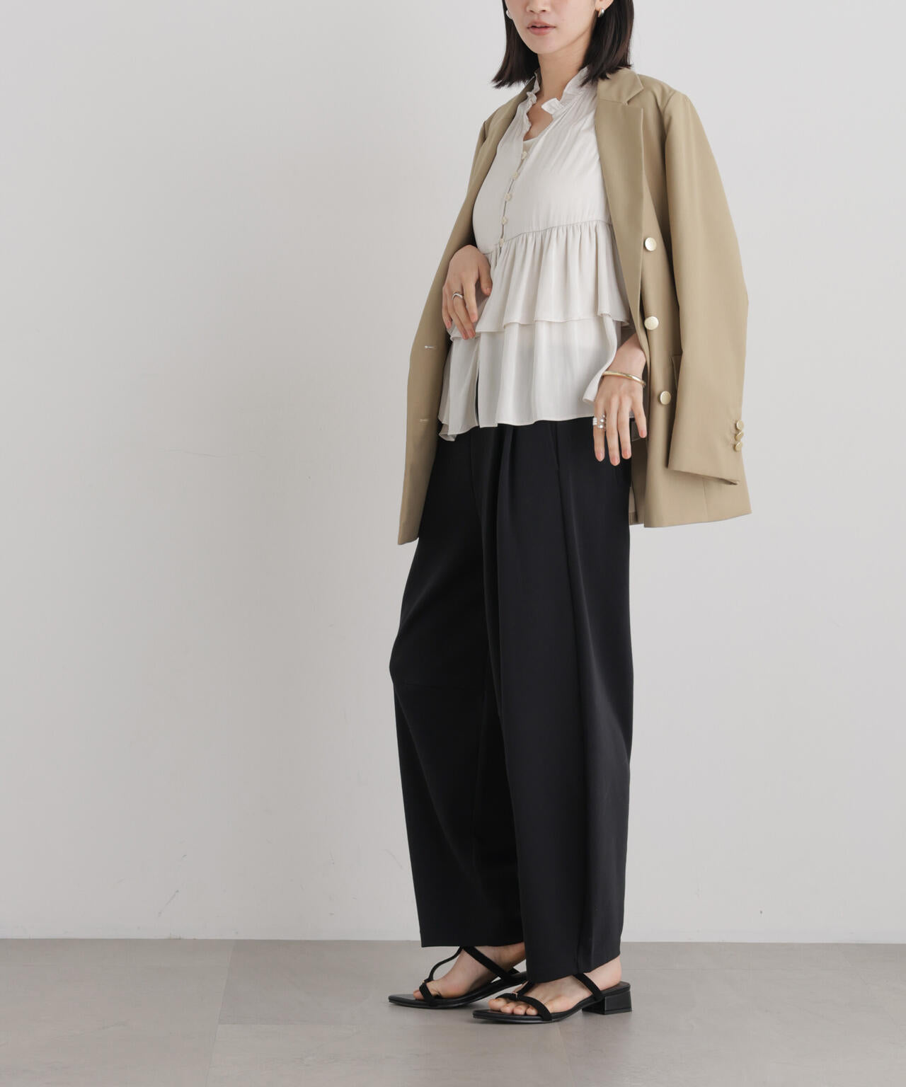 接触冷感ダンボールカットカーブシルエットパンツ(セットアップ可) 6736227306