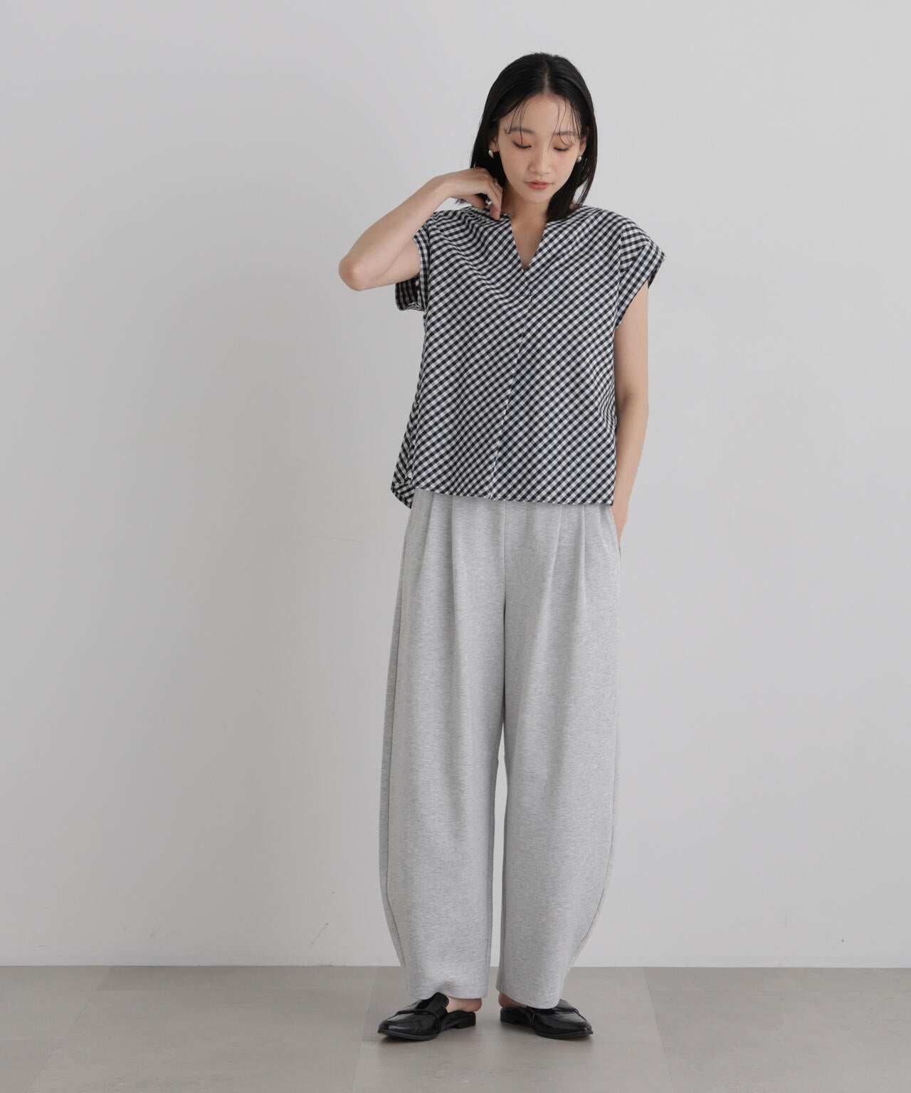 接触冷感ダンボールカットカーブシルエットパンツ(セットアップ可) 6736227306