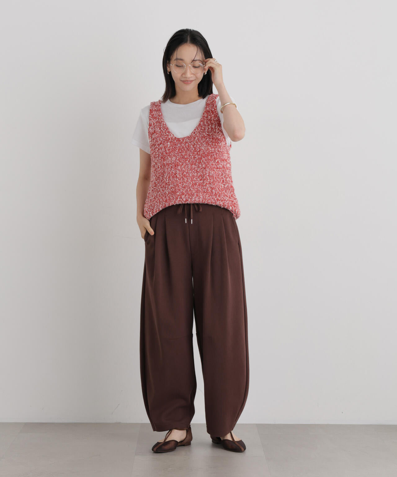 接触冷感ダンボールカットカーブシルエットパンツ(セットアップ可) 6736227306