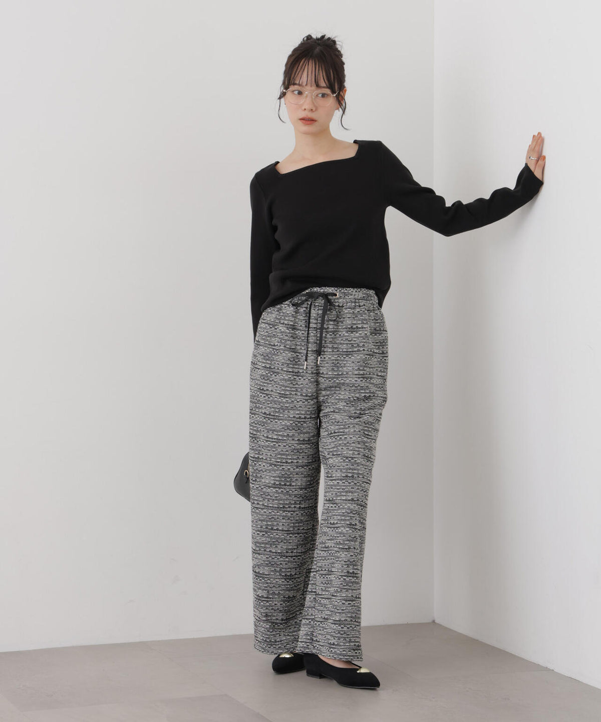 カットツイードドロストワイドパンツ(セットアップ可) 6736227307