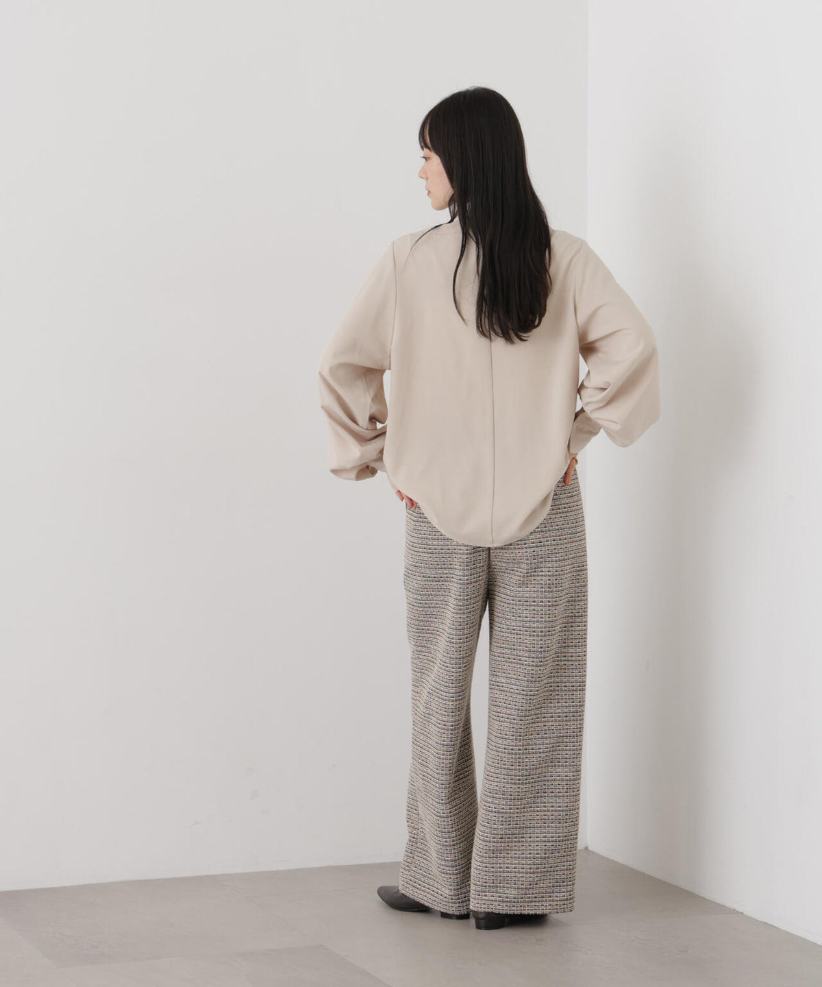 カットツイードドロストワイドパンツ(セットアップ可) 6736227307