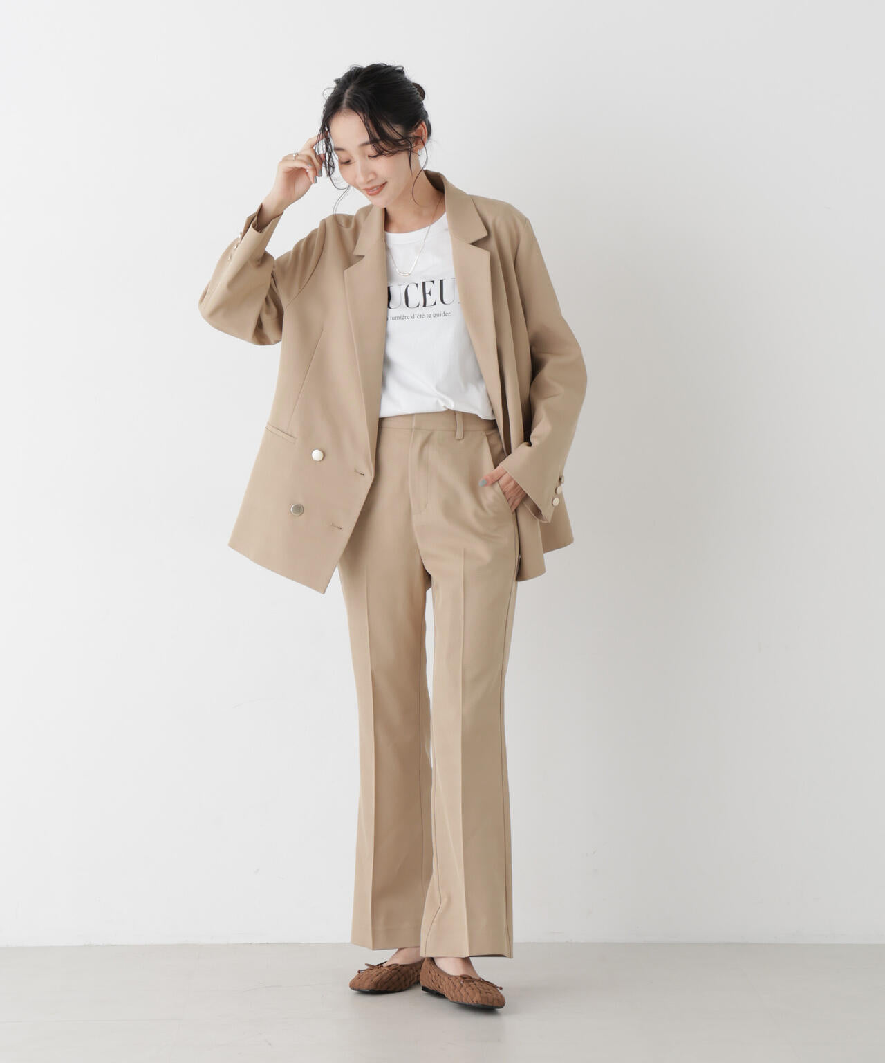 ツイルセンタープレスフレアパンツ(セットアップ可) 6736227312