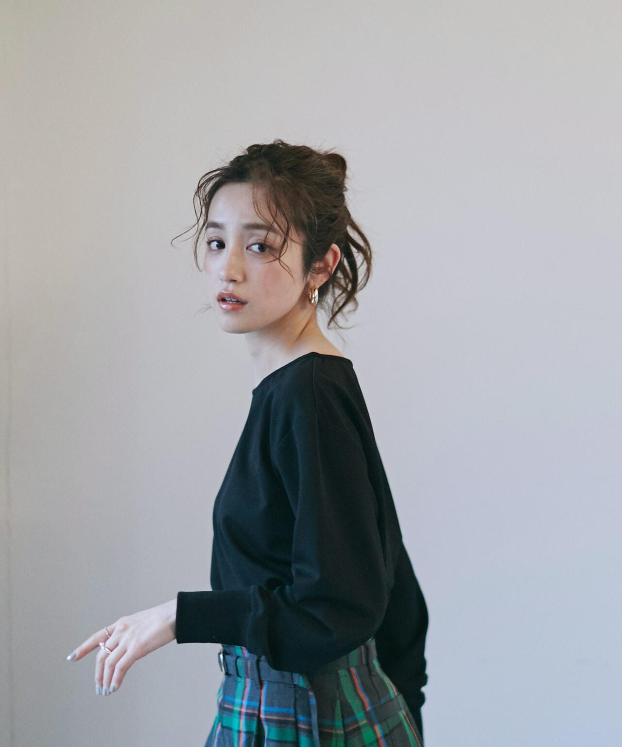 WEB限定/リブ付きれい見えジョーゼットカットソー 6754123302