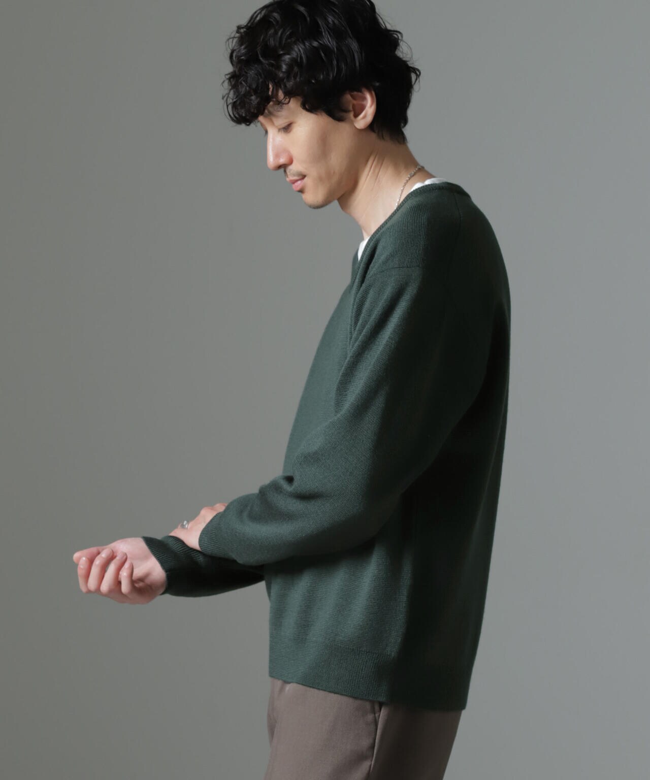 タスマニアミックス ミラノリブリラックスVネックニット 6724222212