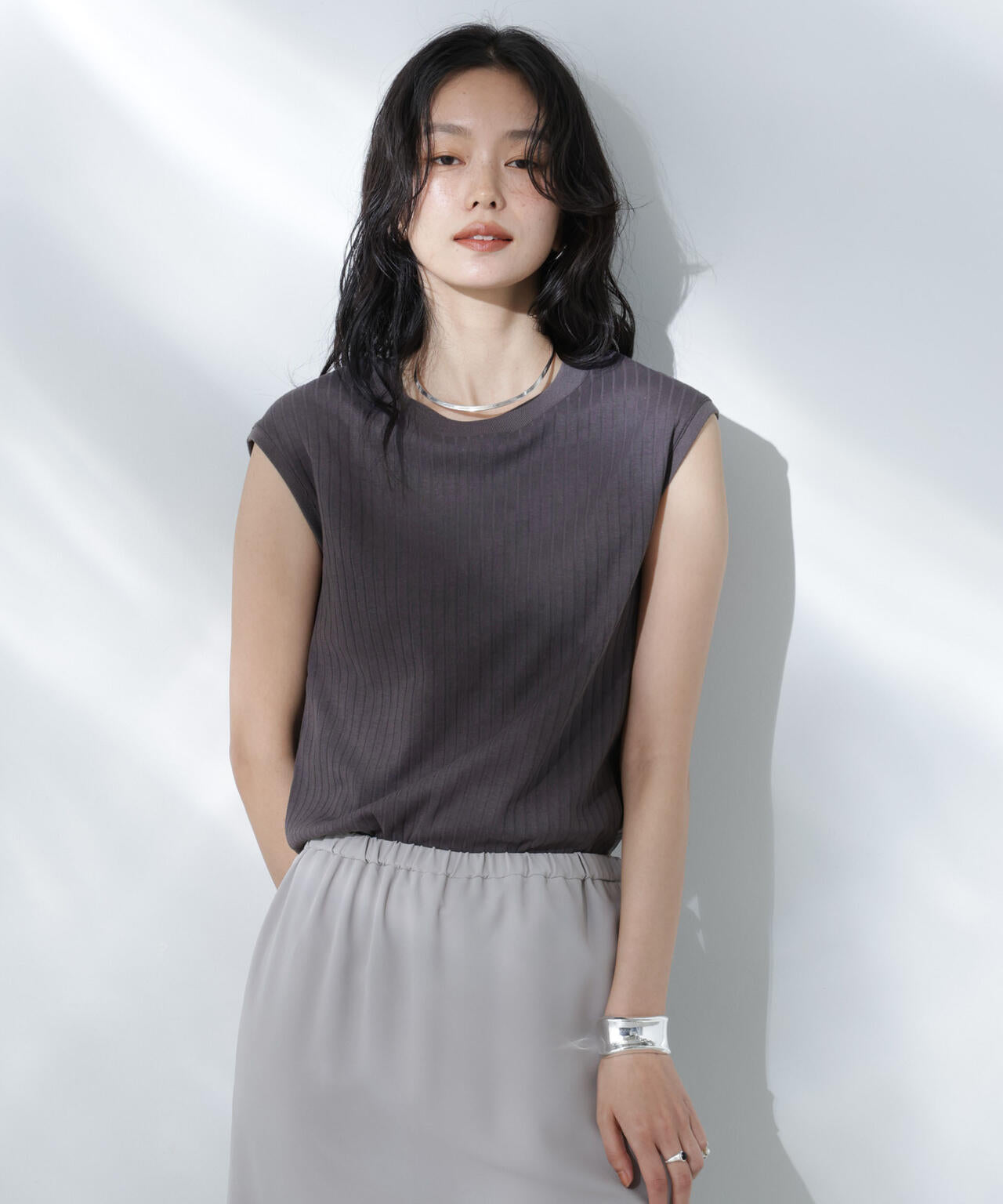 Anti Soaked(R) 汗染み防止リブノースリーブTシャツ(セットアップ可) 6695124305