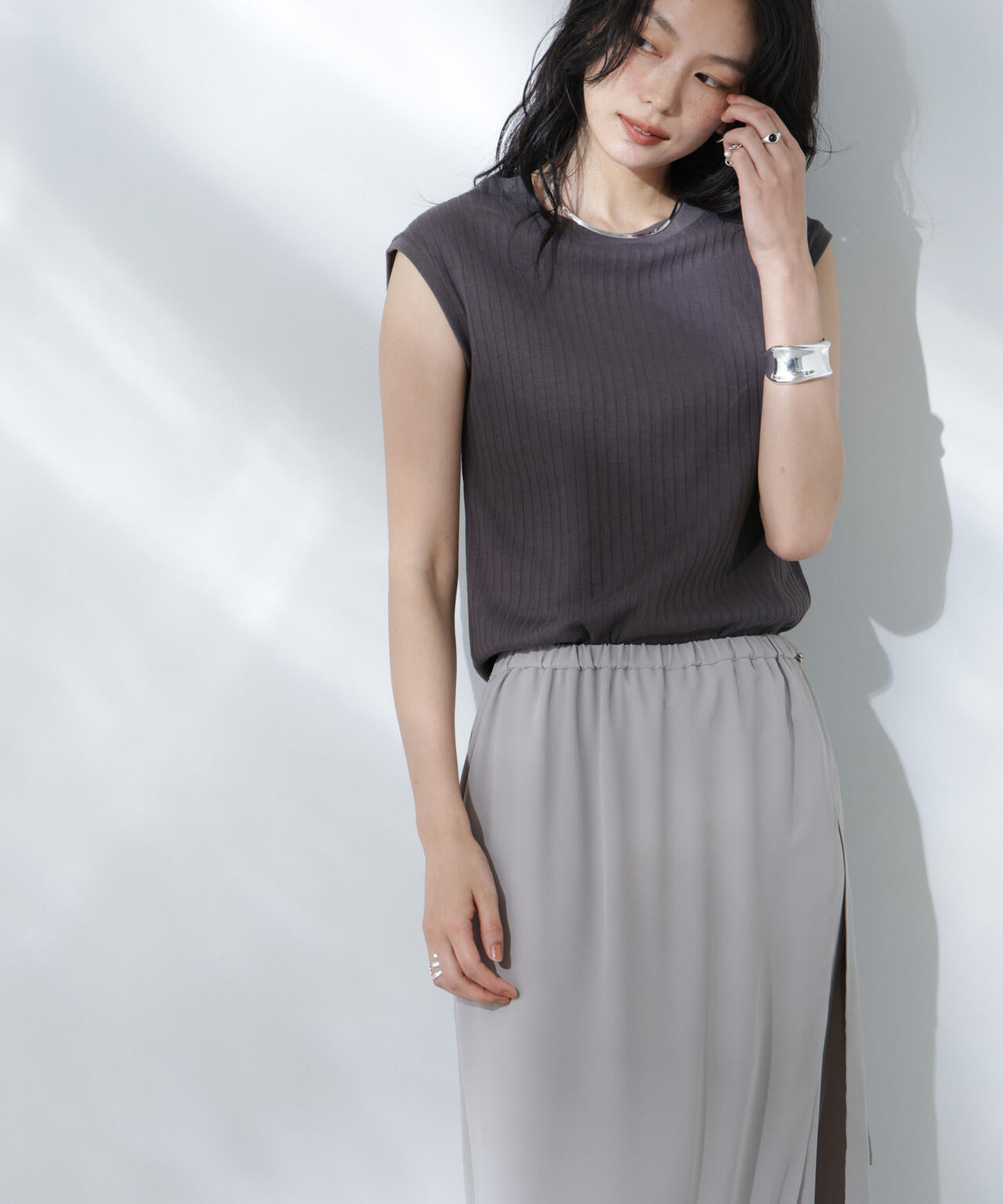 Anti Soaked(R) 汗染み防止リブノースリーブTシャツ(セットアップ可) 6695124305